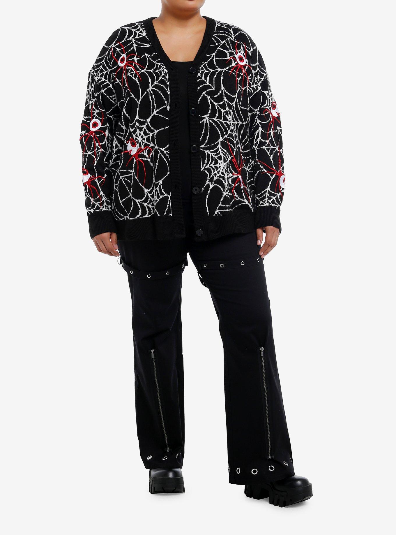 Social Collision Spiderweb Eyeball Girls Cardigan Plus Size, , hi-res