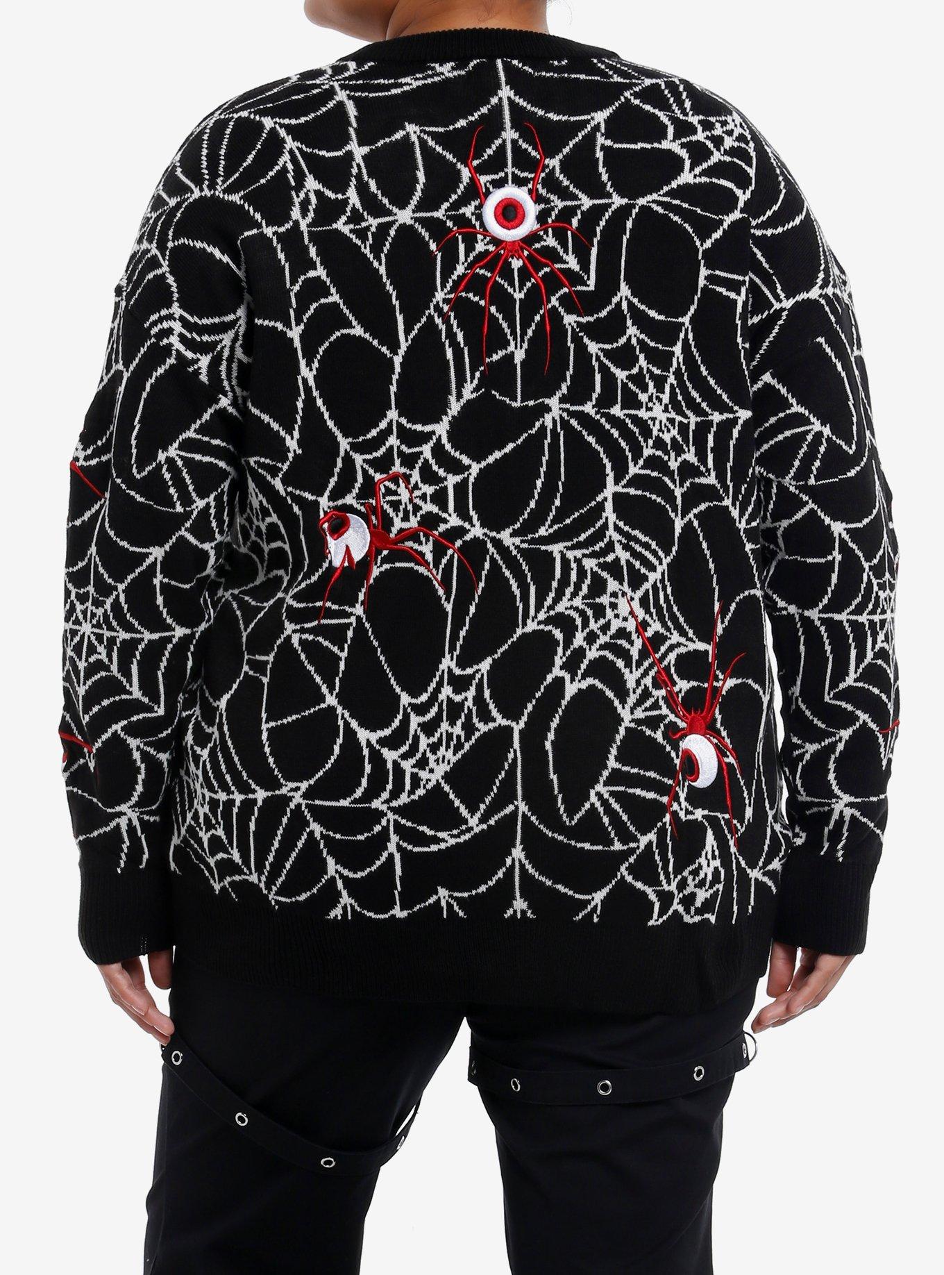 Social Collision Spiderweb Eyeball Girls Cardigan Plus Size, , alternate