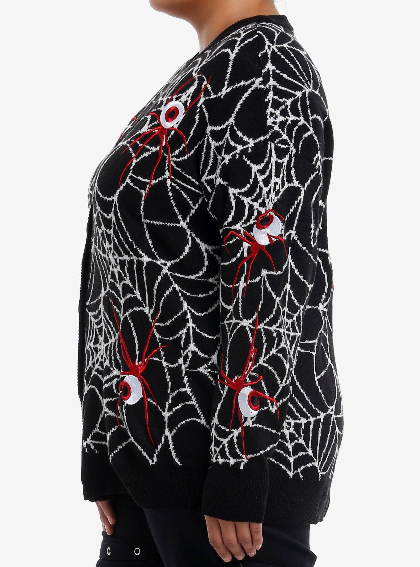 Social Collision Spiderweb Eyeball Girls Cardigan Plus