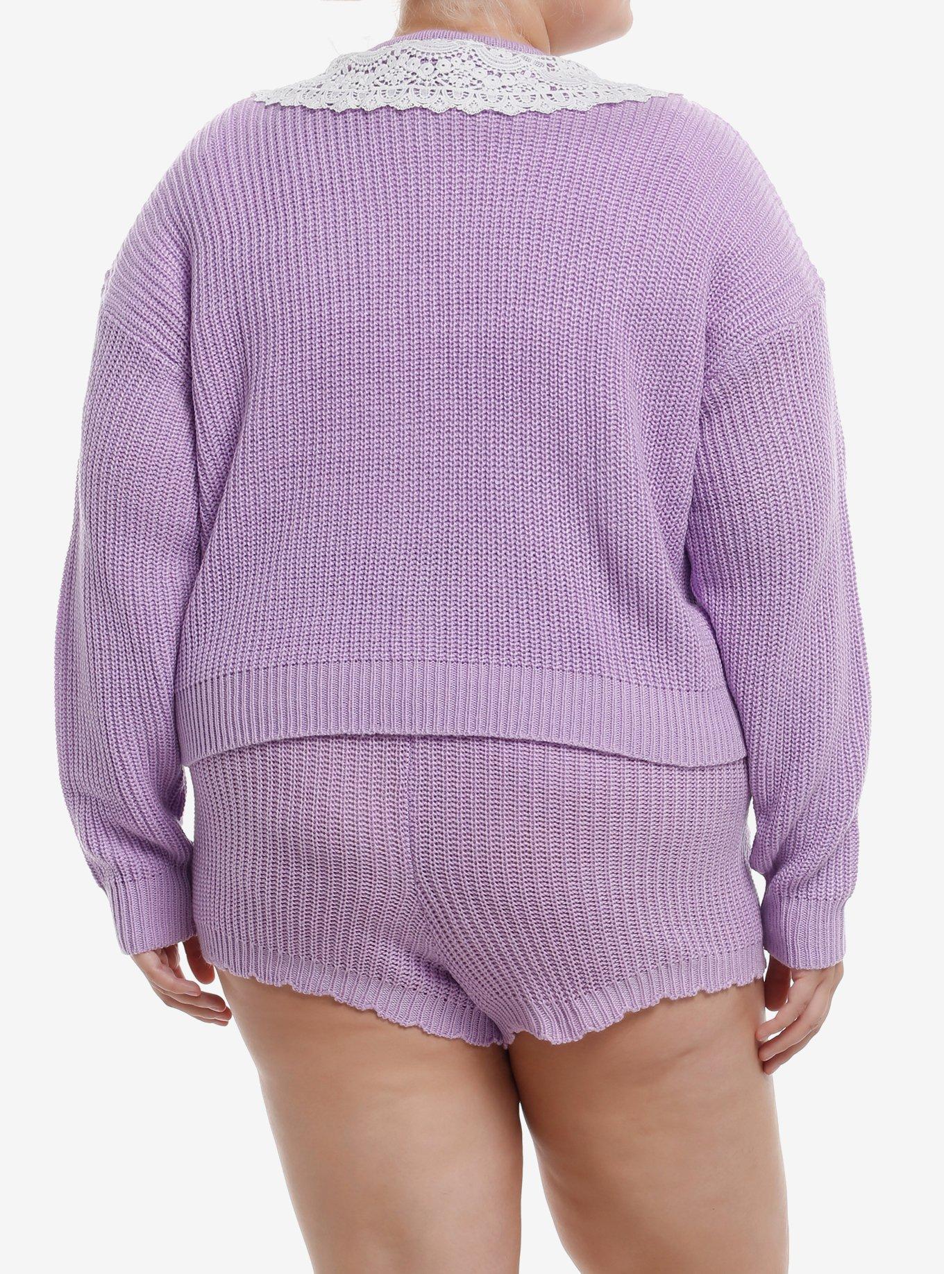 Sweet Society Pastel Purple Ghost Knit Girls Cardigan Plus