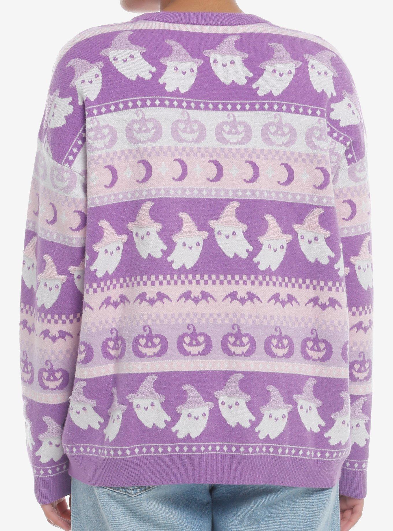 Sweet Society Pastel Ghosts & Jack-O'-Lanterns Fair Isle Girls Sweater