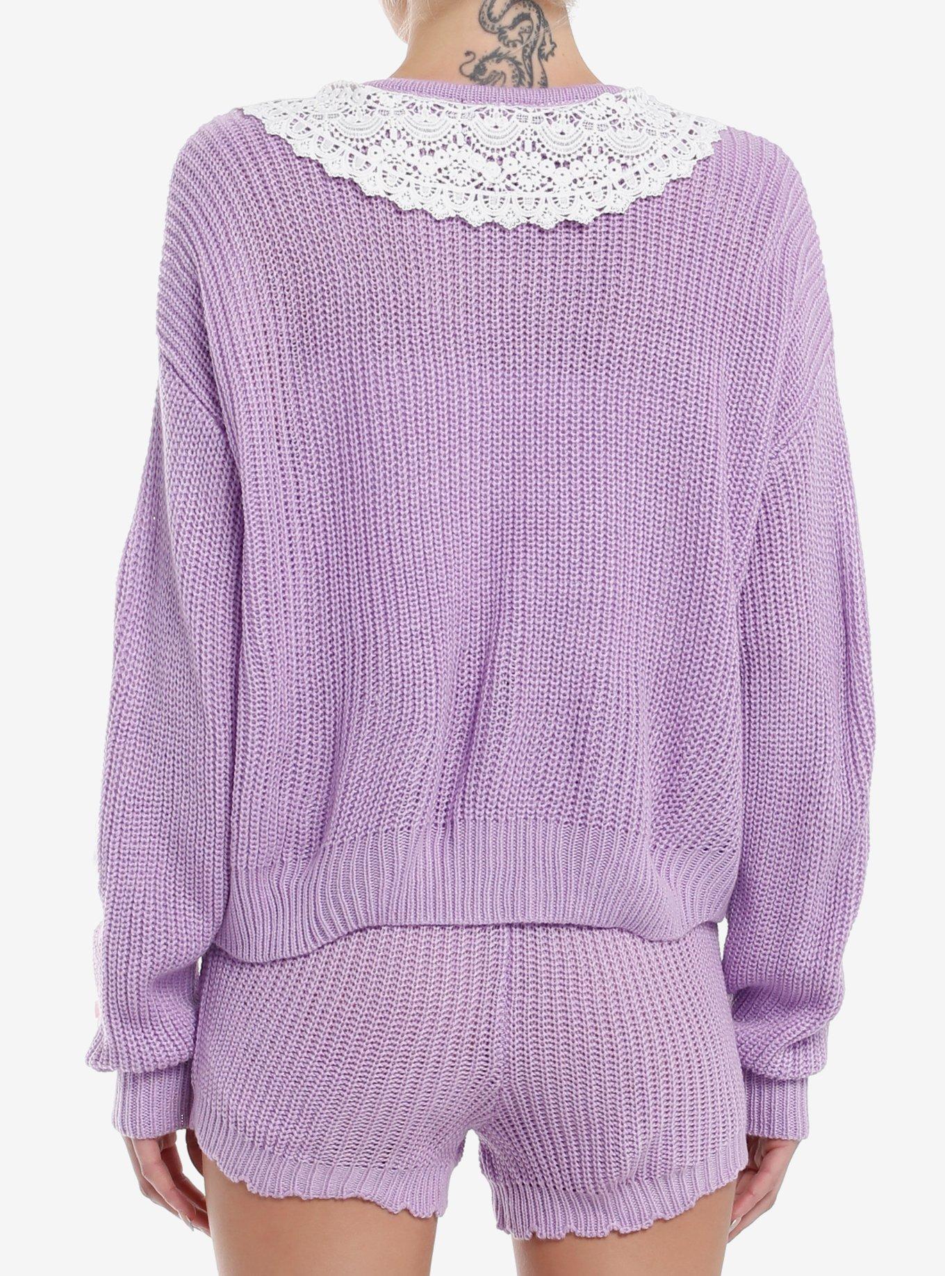 Sweet Society Pastel Purple Ghost Knit Girls Cardigan, , alternate