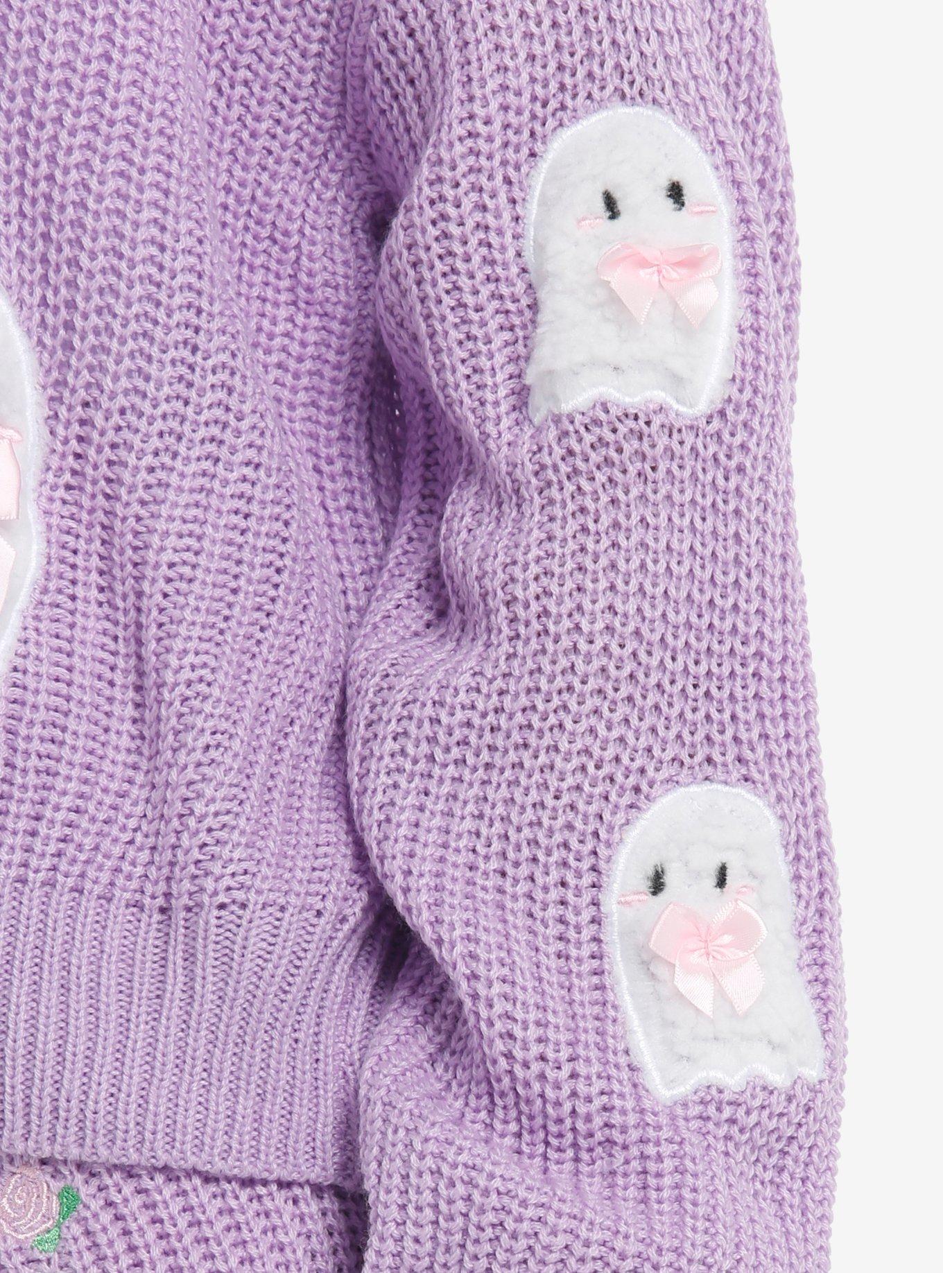 Sweet Society Pastel Purple Ghost Knit Girls Cardigan, , alternate