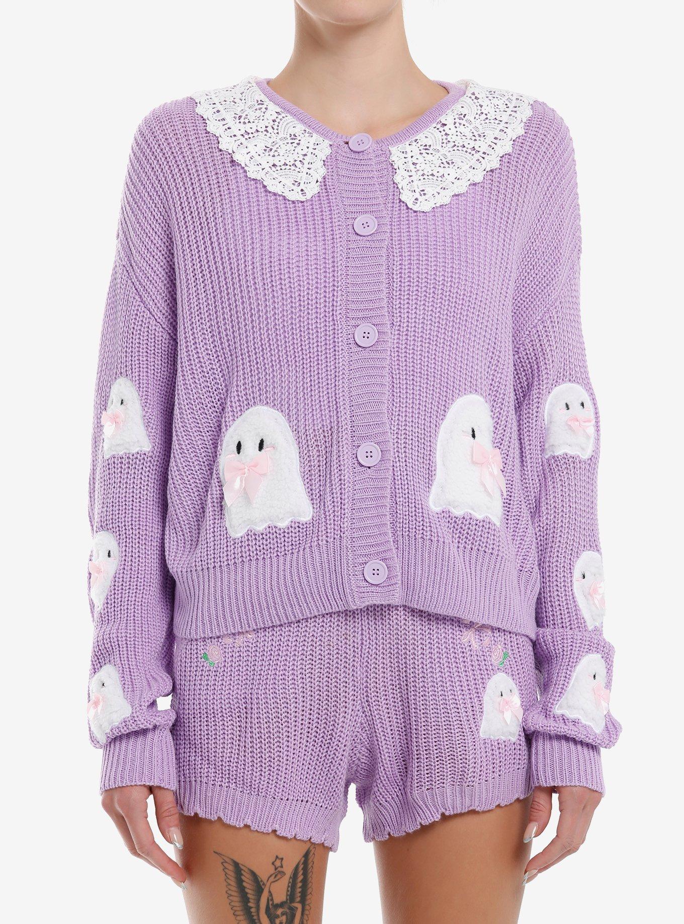 Shop Sweet Society Pastel Purple Ghost Knit Girls Cardigan