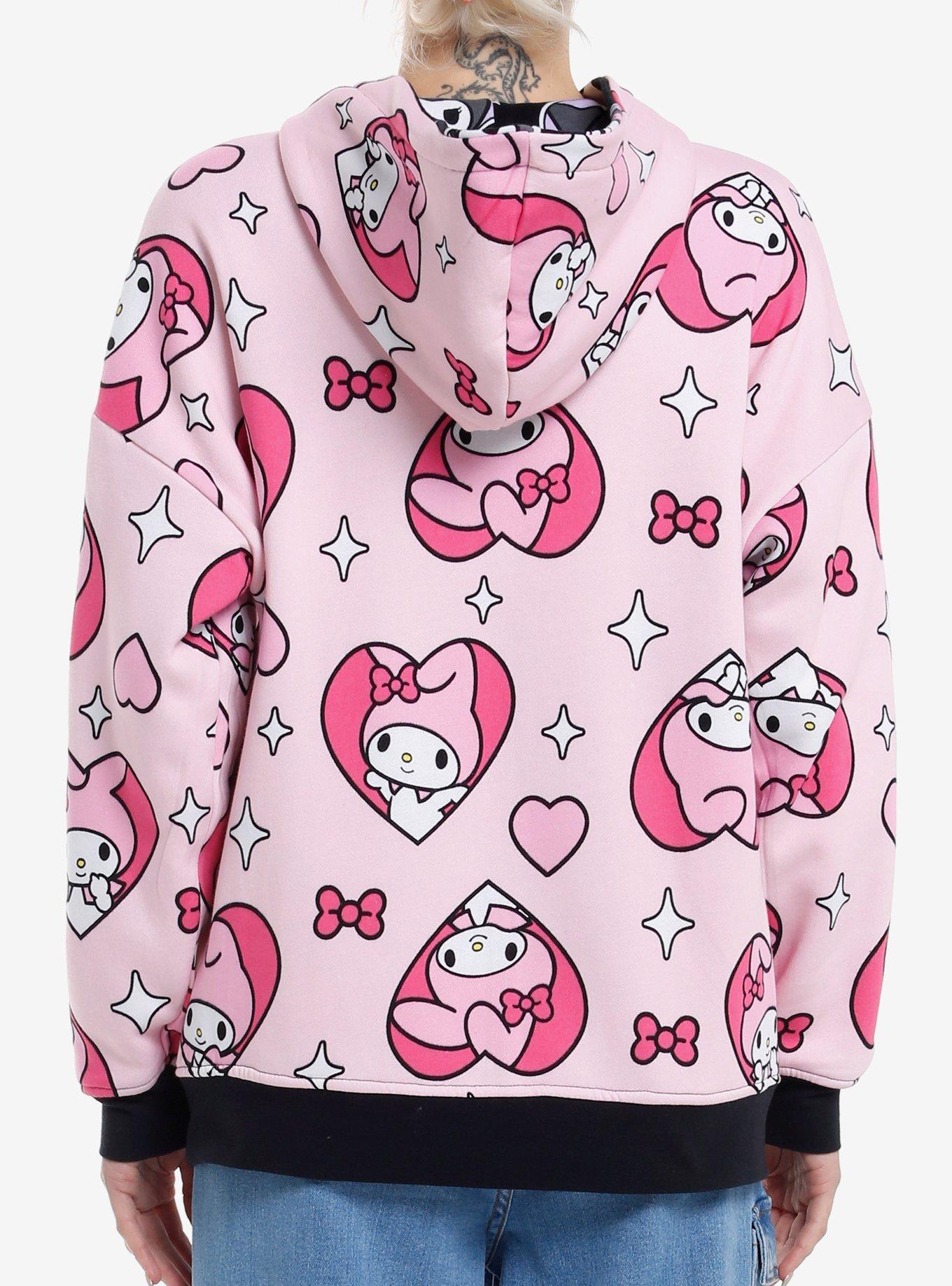 Kuromi & My Melody Hearts Reversible Hoodie, MULTI, alternate