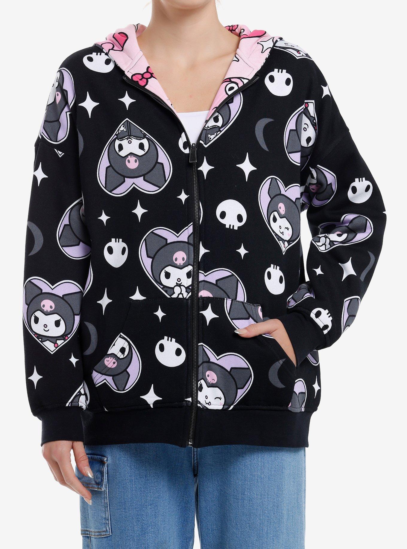 Kuromi & My Melody Hearts Reversible Hoodie, MULTI, alternate