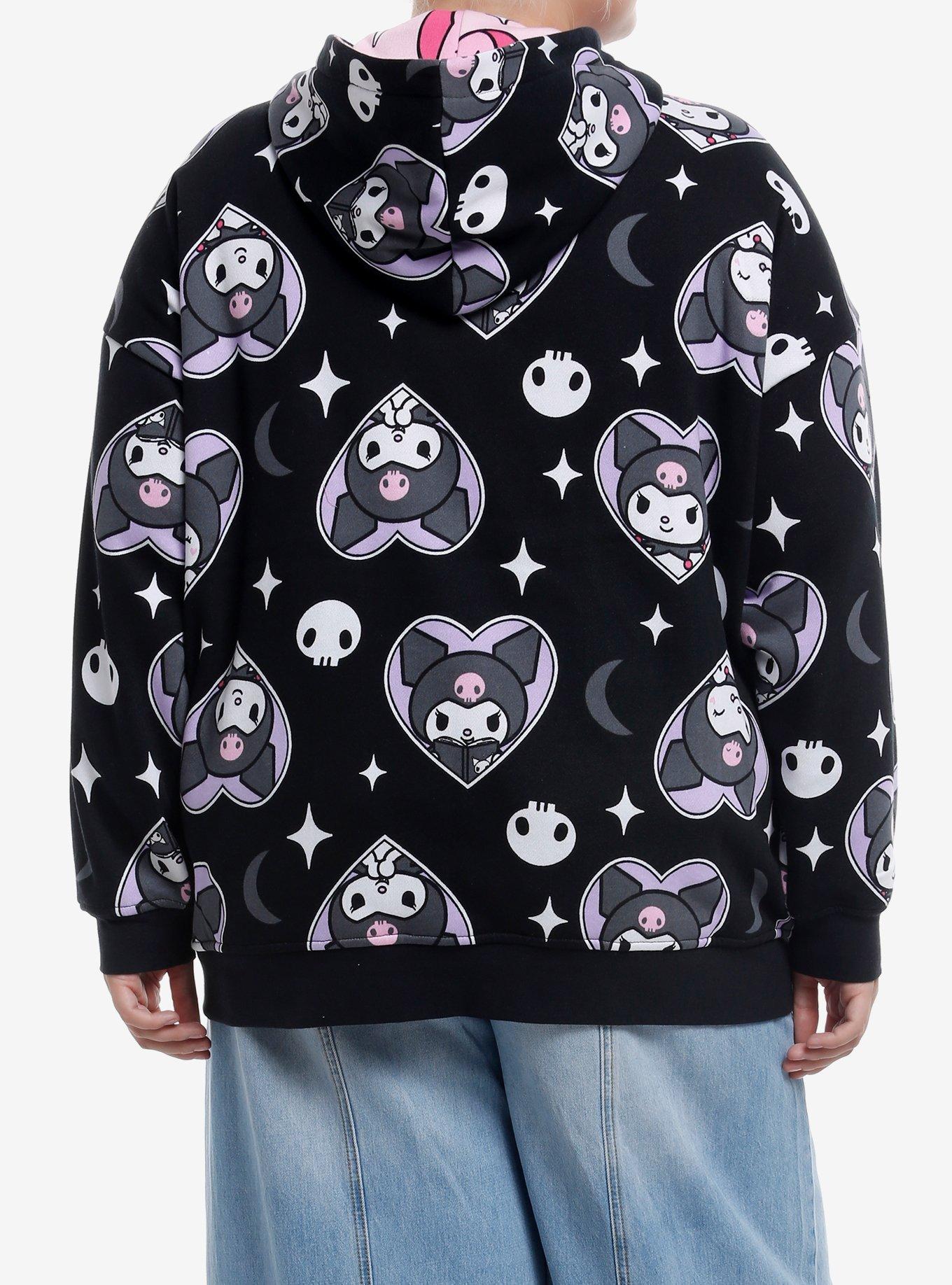 Kuromi & My Melody Hearts Reversible Hoodie Plus Size, MULTI, alternate