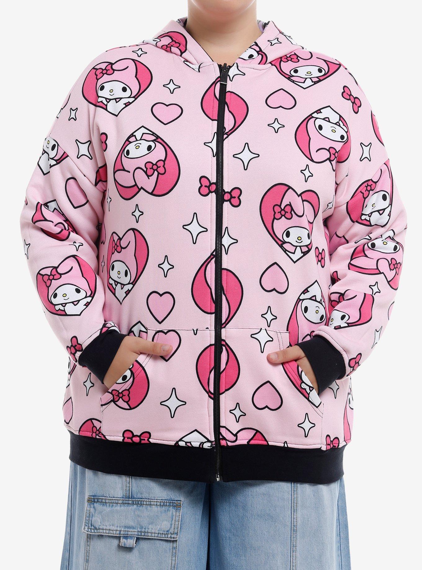 Kuromi & My Melody Hearts Reversible Hoodie Plus Size, MULTI, alternate