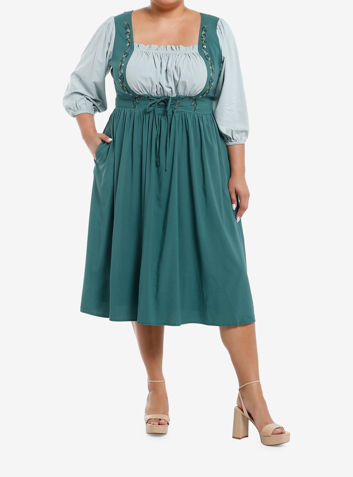 The Lord Of The Rings Hobbit Lace-Up Dress Plus Size, GREEN, alternate