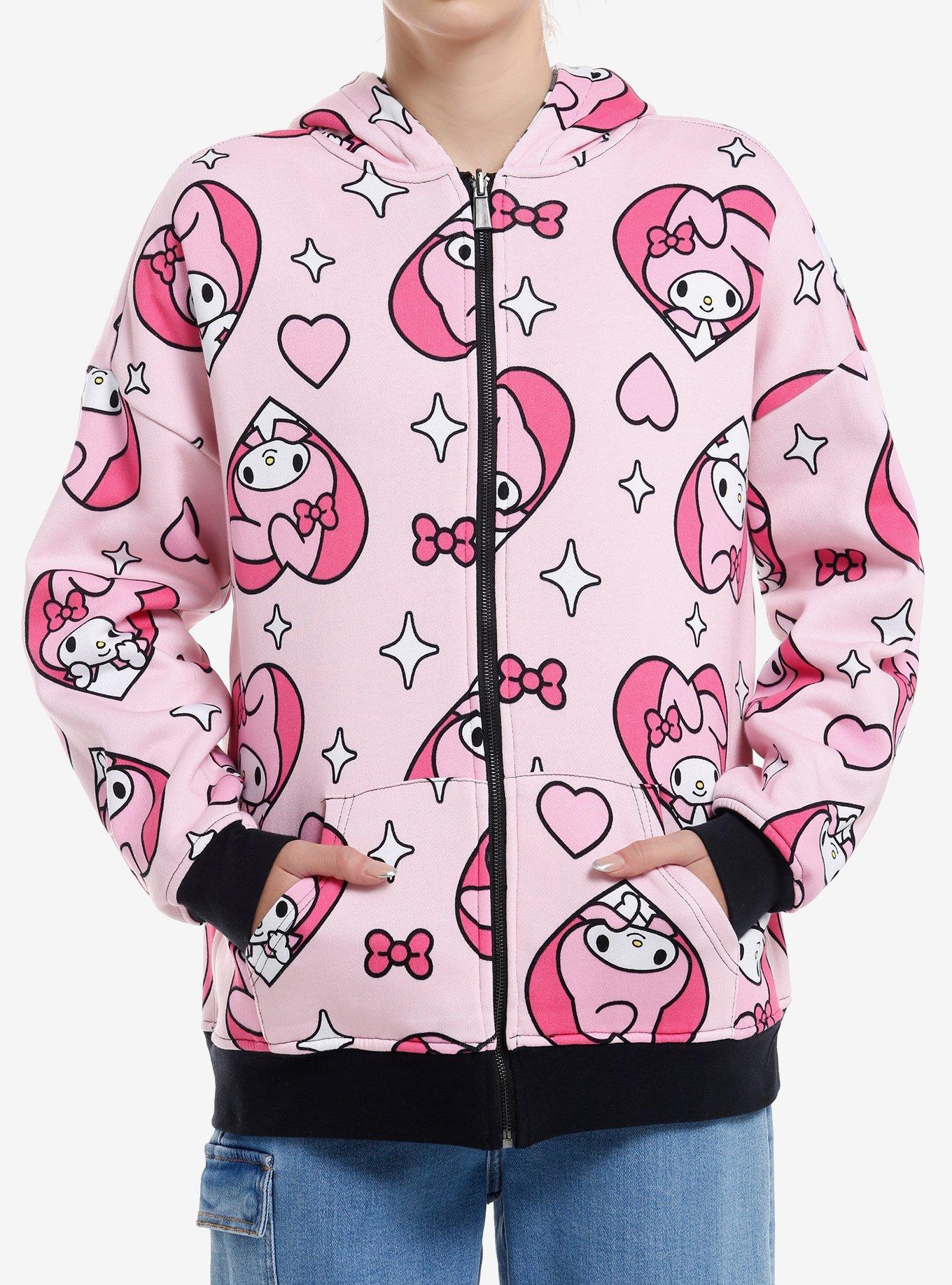 Kuromi & My Melody Hearts Girls Reversible Hoodie, , hi-res