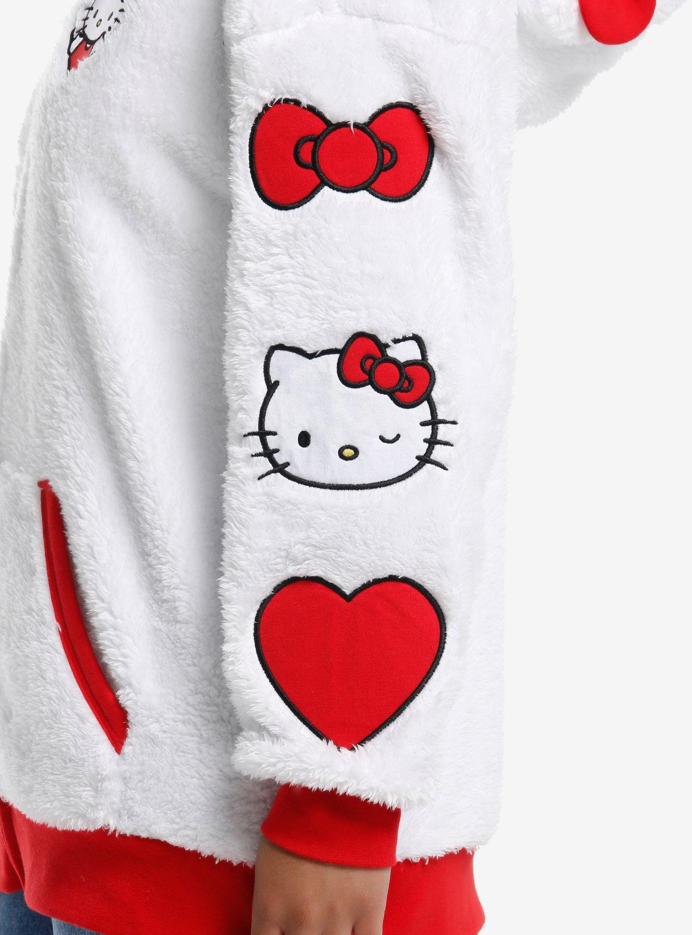 Hello Kitty 3D Ears Patch Girls Sherpa Hoodie