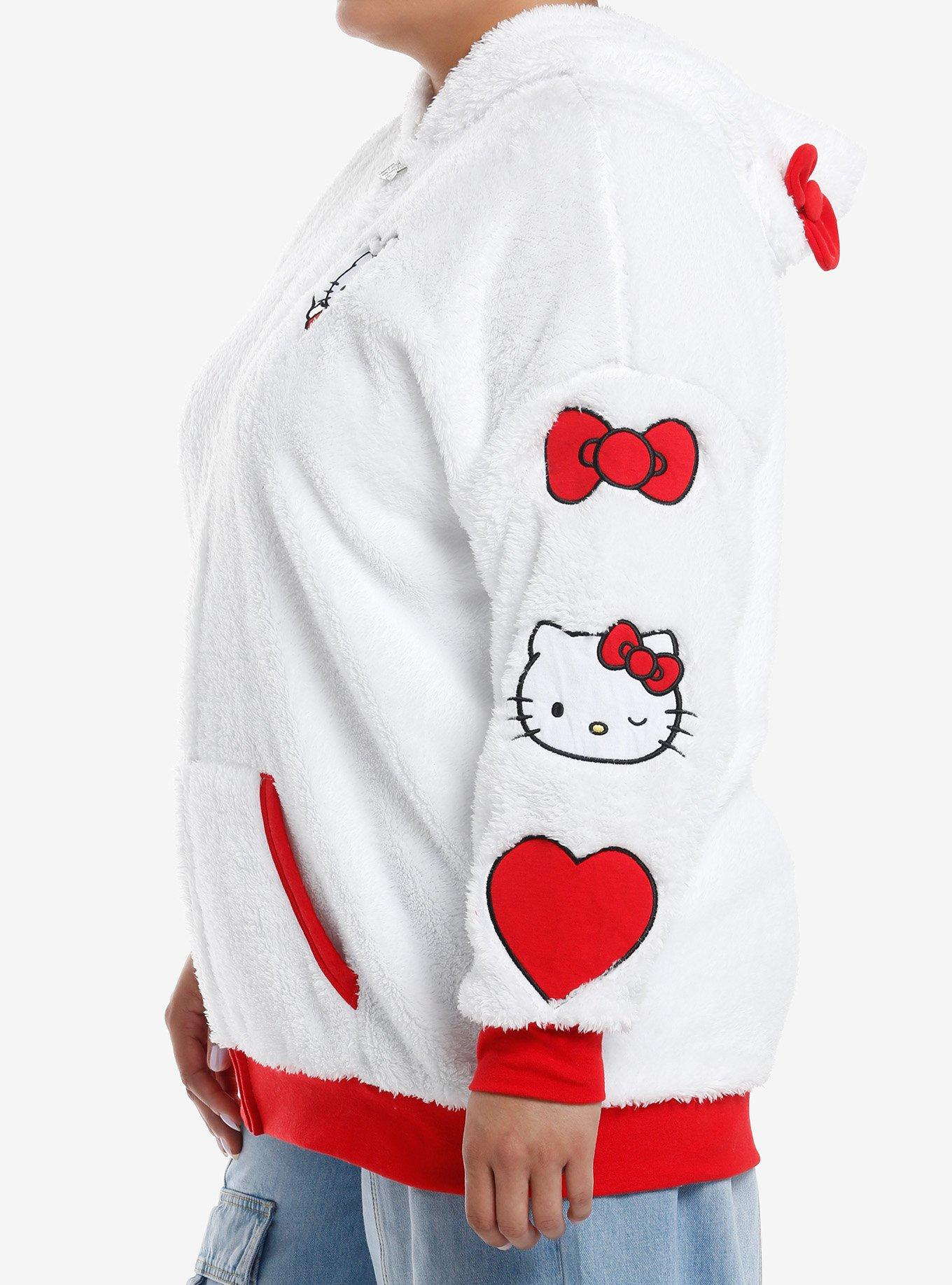 Hello Kitty 3D Ears Patch Girls Sherpa Hoodie Plus Size, MULTI, alternate