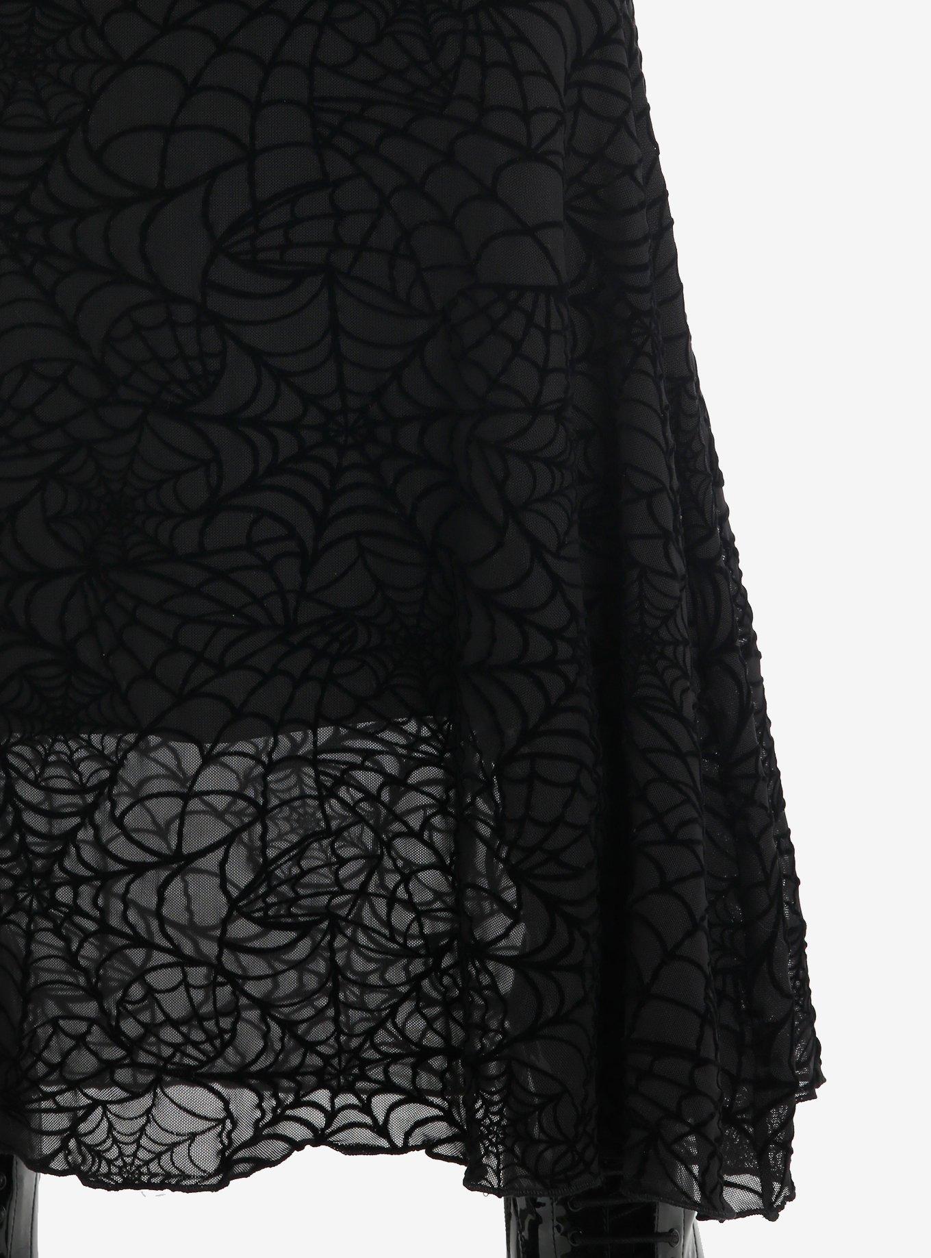 Cosmic Aura Black Velvet Spiderweb Maxi Mermaid Skirt, BLACK, alternate