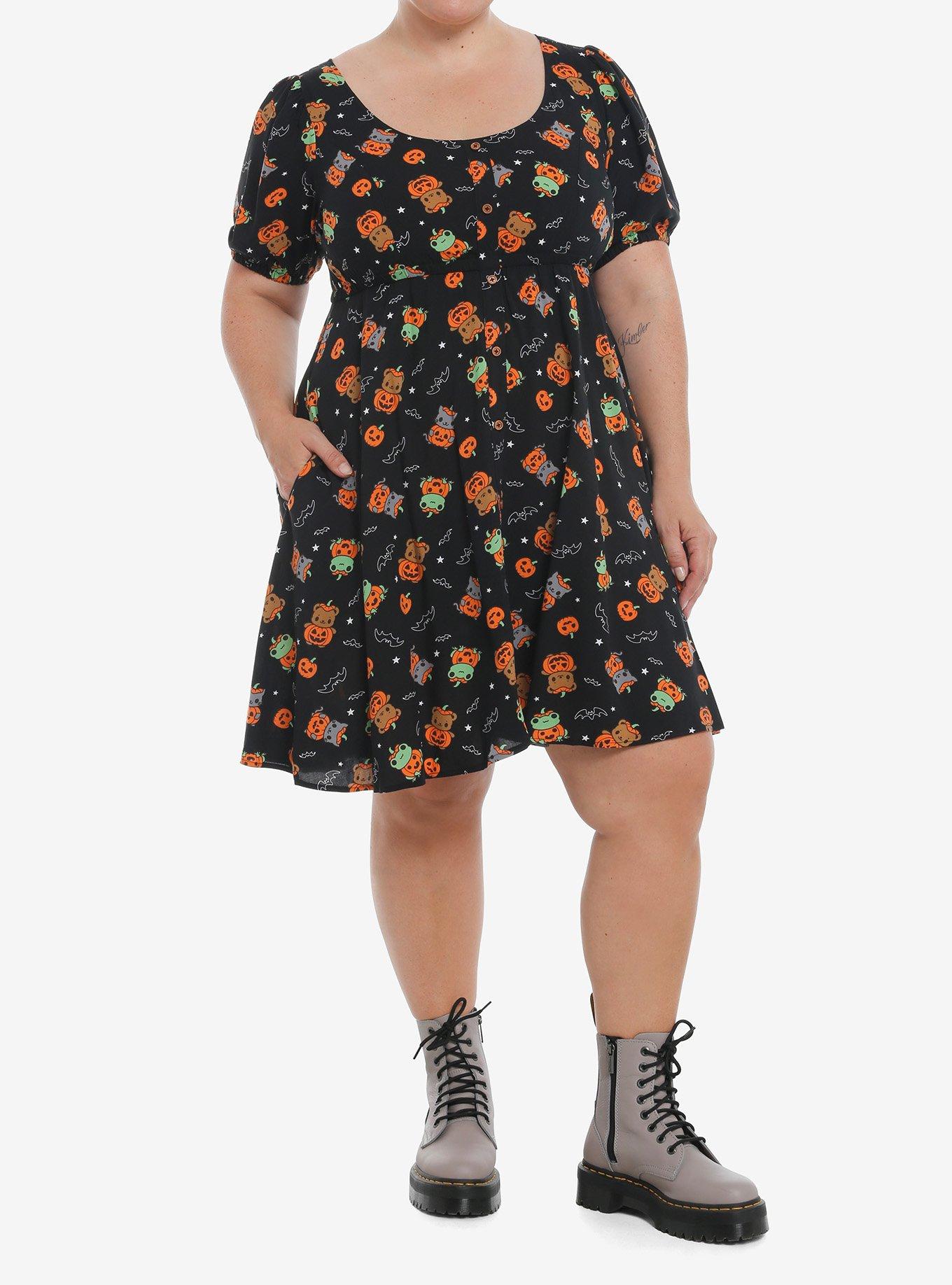 Sweet Society Critter Pumpkon Babydoll Dress Plus Size, ORANGE, alternate