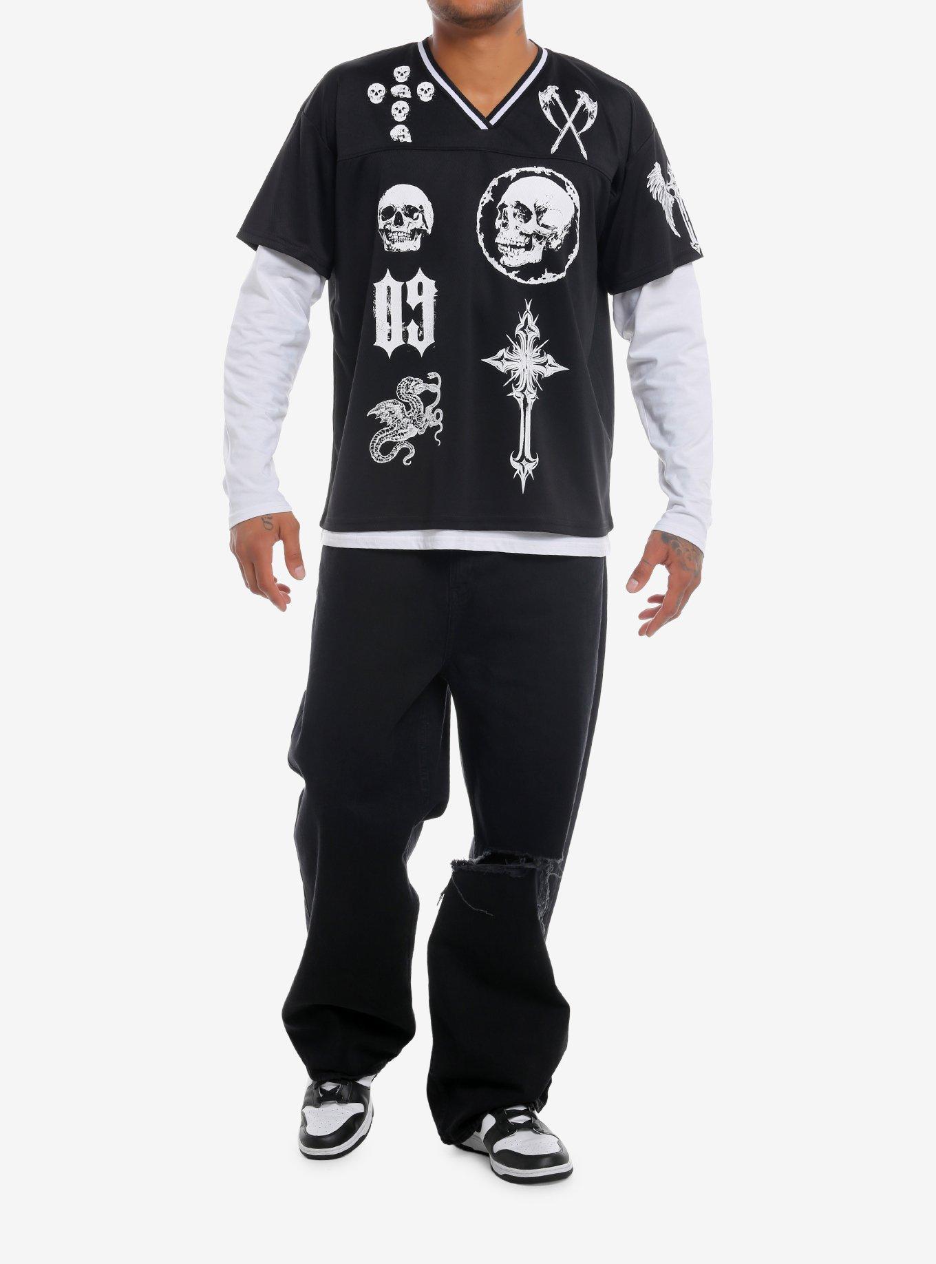 Social Collision Eternal Skulls Jersey Twofer Long-Sleeve T-Shirt