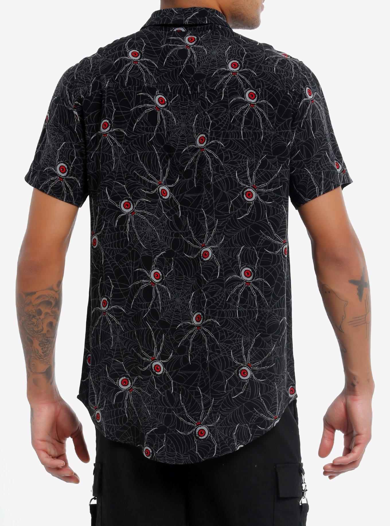 Eyeball Spider Woven Button-Up, GREY, alternate