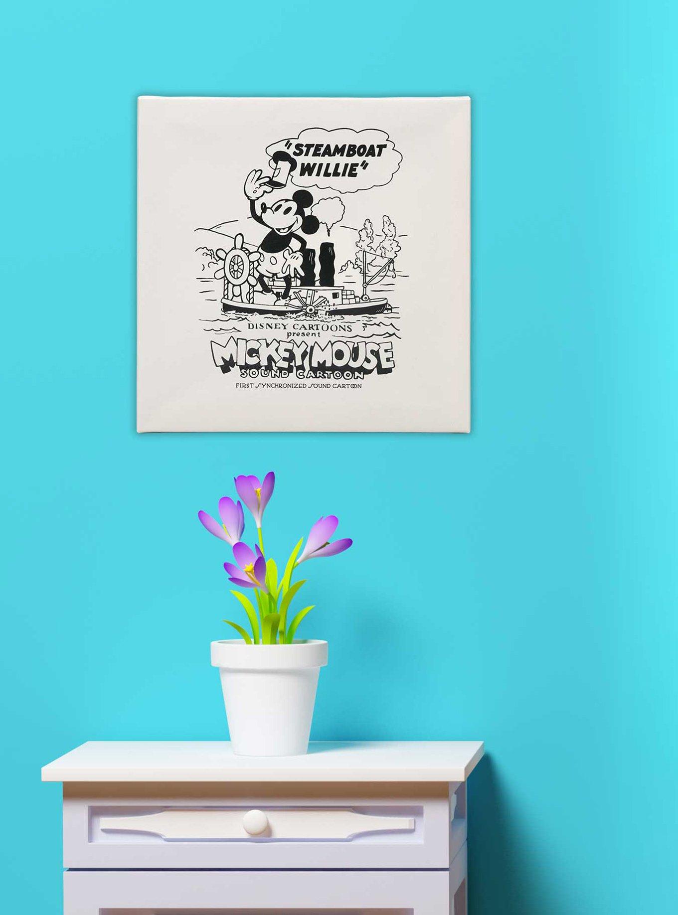 Disney Mickey Mouse Steamboat Willie Black & White Canvas Wall Decor, , hi-res