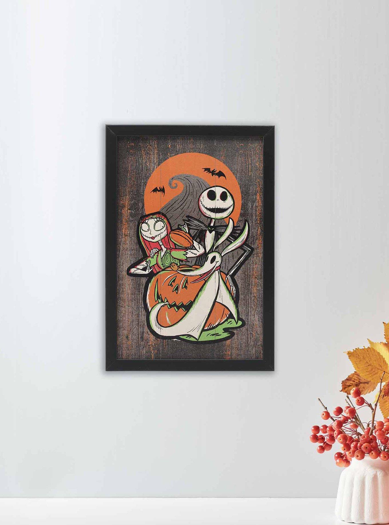 The Nightmare Before Christmas Jack, Sally, Zero Jack-O-Lantern Framed Wood Wall Decor, , alternate