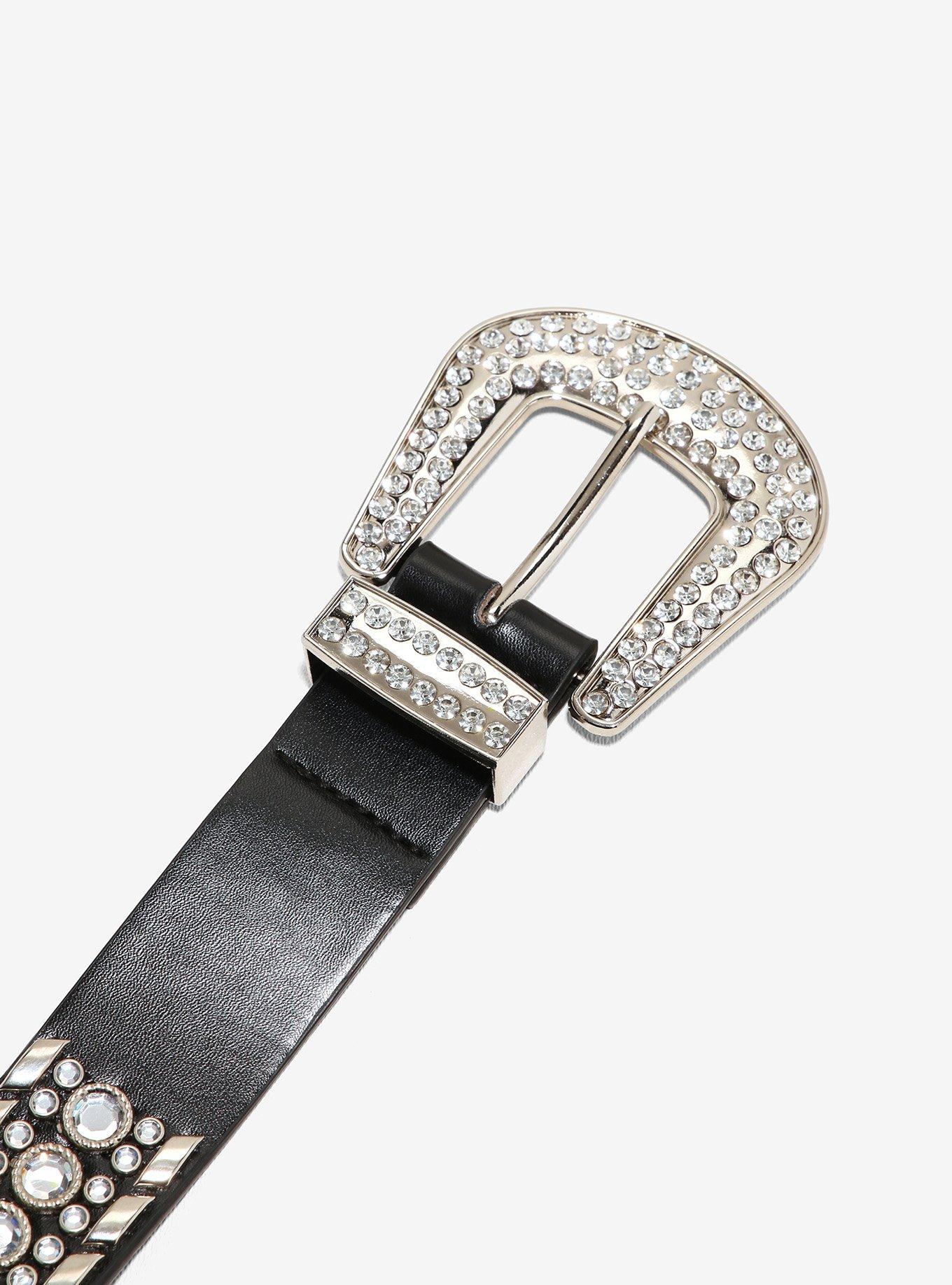 Black & Silver Bling Western Belt, MULTI, alternate