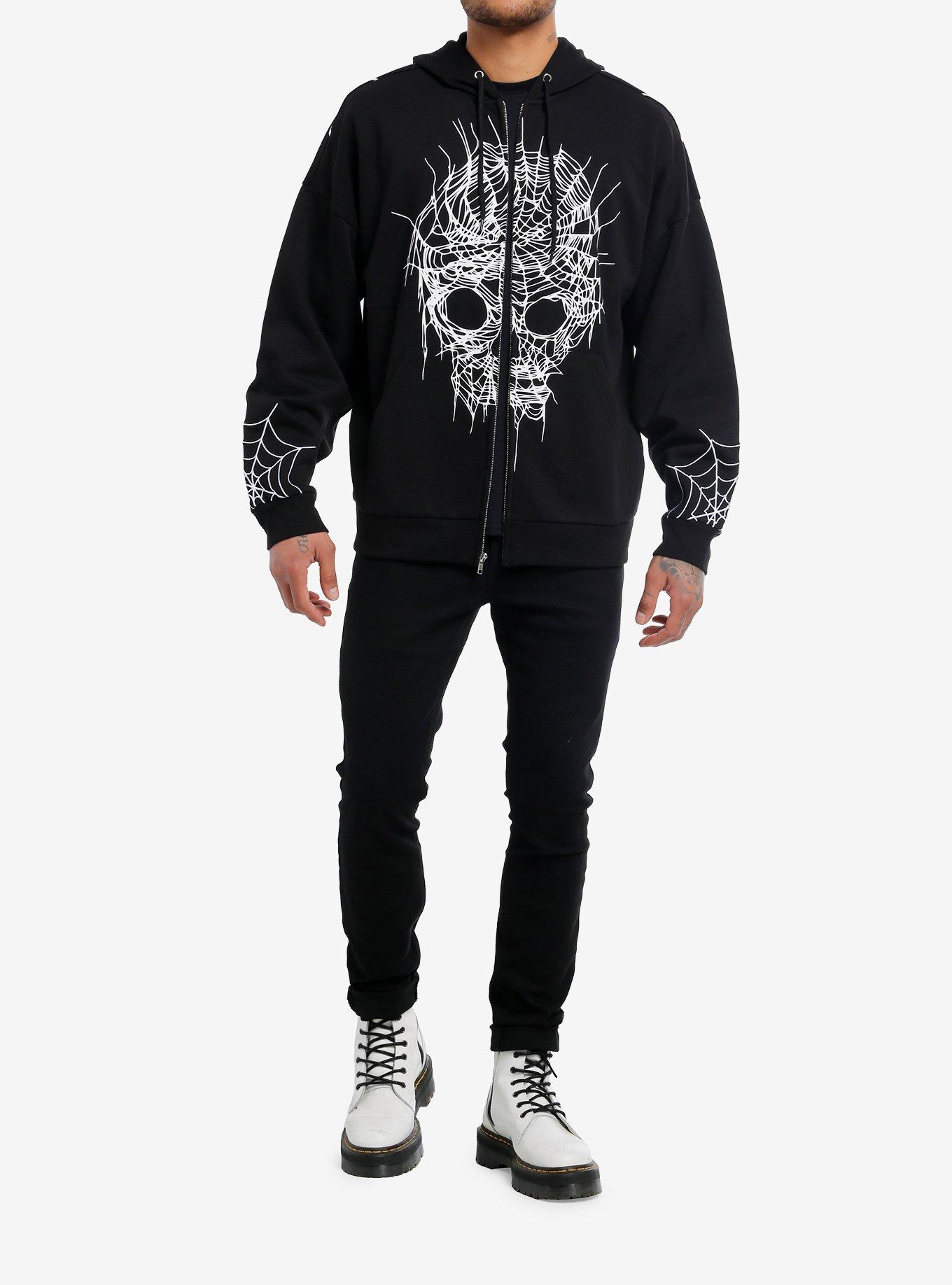 Social Collision Spiderweb Skull Hoodie, , alternate