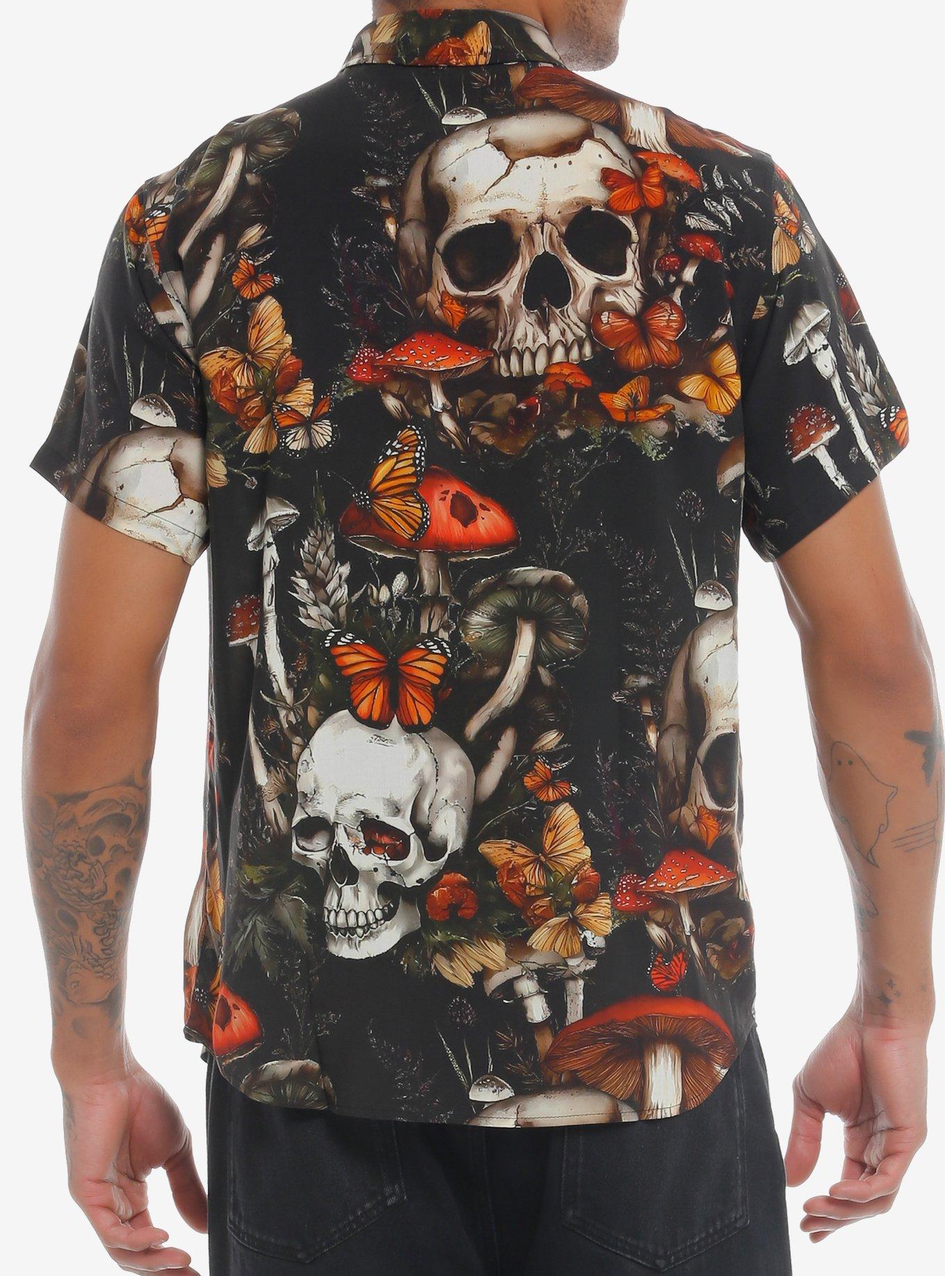 Skull Mushroom Garden Woven Button-Up, MULTI, alternate