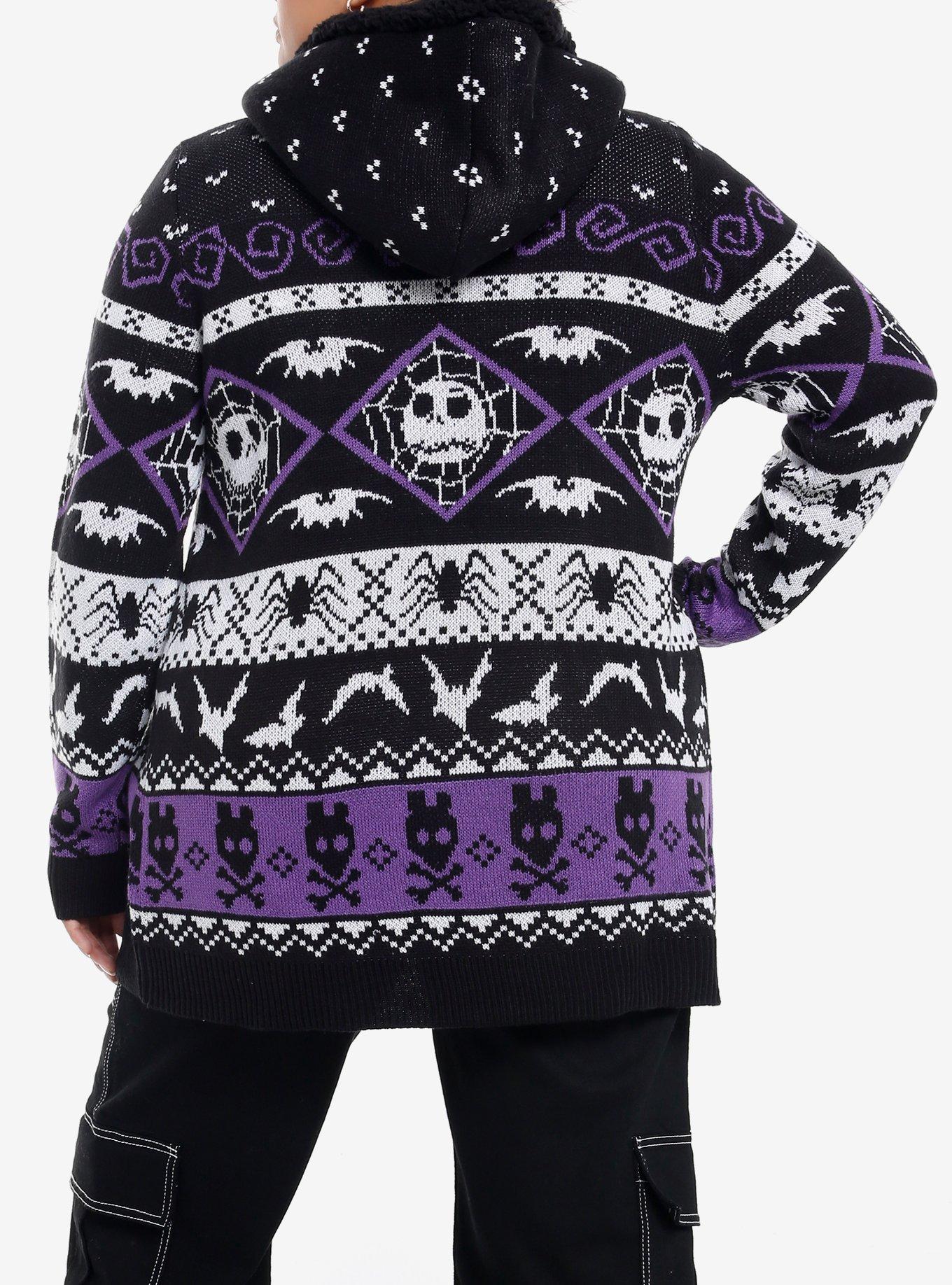 Her Universe The Nightmare Before Christmas Purple Fair Isle Sherpa Cardigan Plus Size, MULTI, alternate