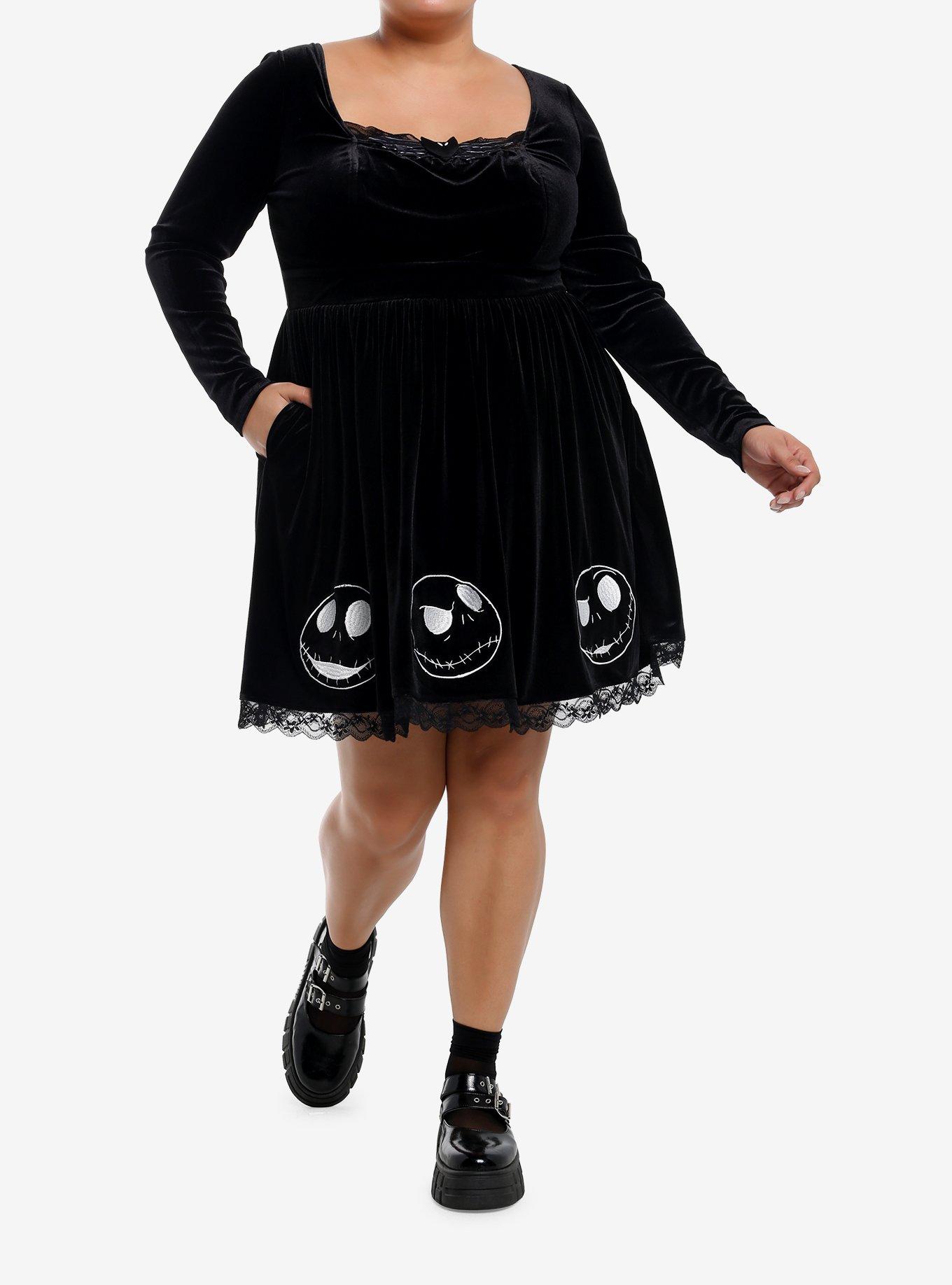 Her Universe The Nightmare Before Christmas Jack Velvet Dress Plus Size, BLACK  WHITE, alternate