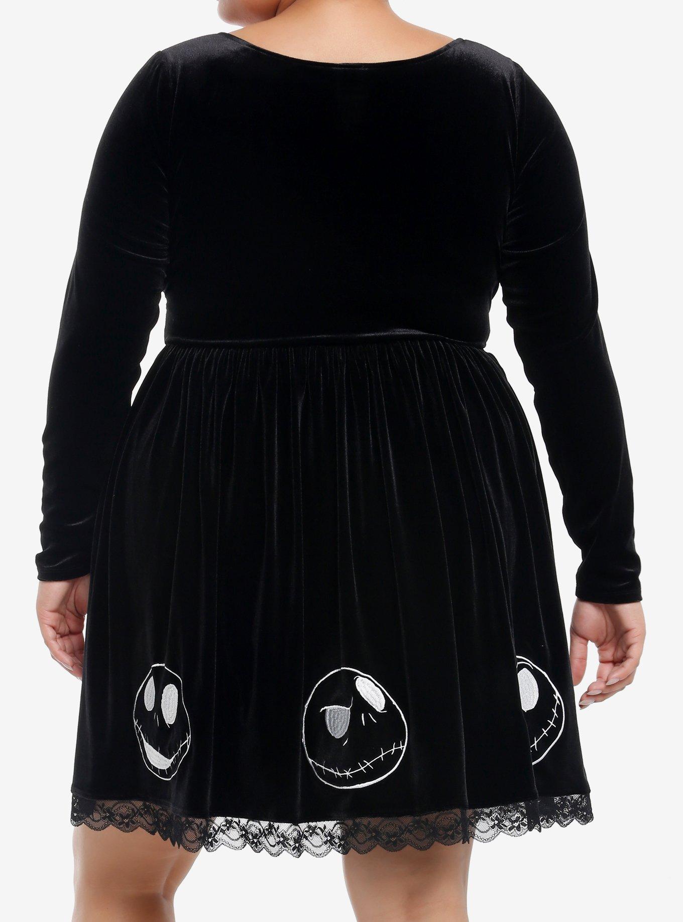 Her Universe The Nightmare Before Christmas Jack Velvet Dress Plus Size, BLACK  WHITE, alternate