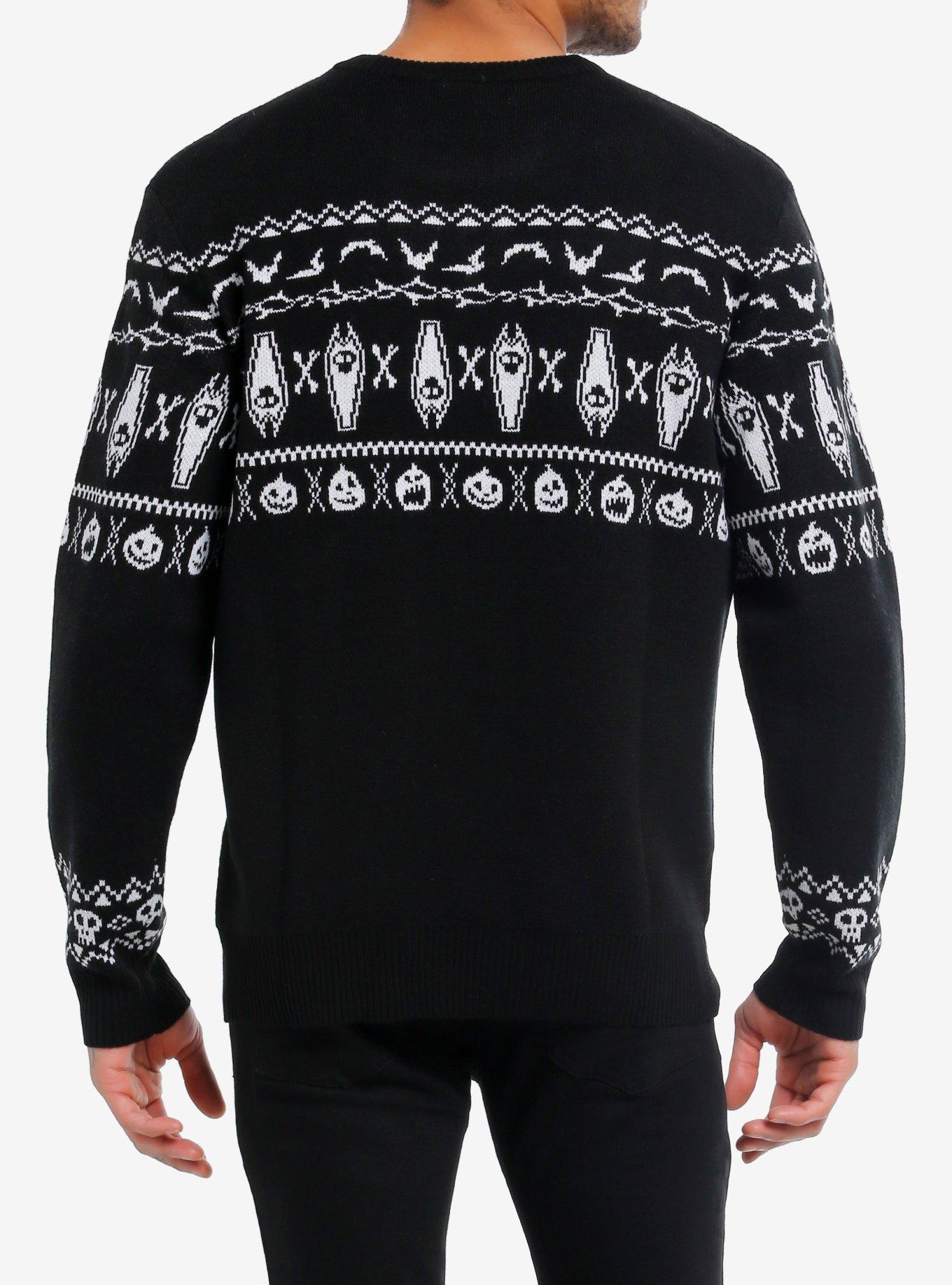 Our Universe The Nightmare Before Christmas Jack Fair Isle Intarsia Sweater, BLACK  WHITE, alternate