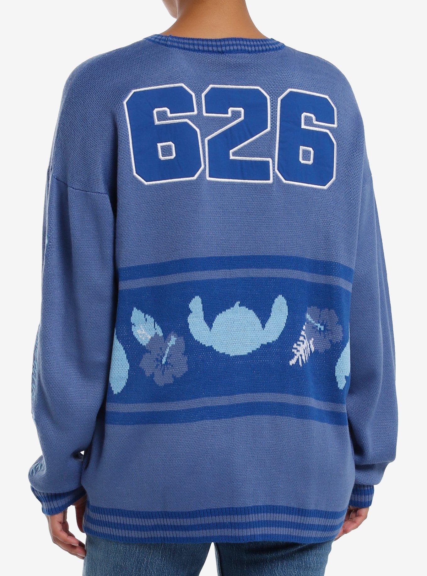 Disney Stitch Tropical Flowers Varsity Cardigan, BLUE, alternate