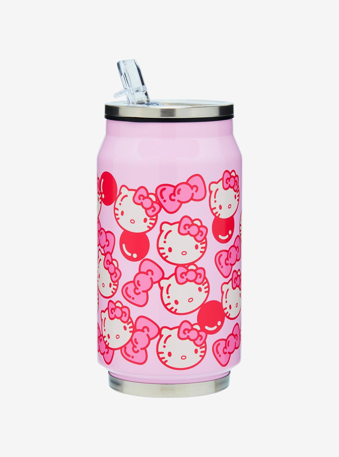 Hello Kitty Pink Bows & Boba Soda Can Water Bottle, , hi-res