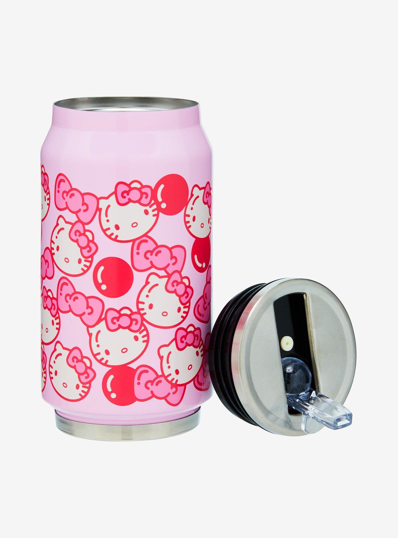 Hello Kitty Pink Bows & Boba Soda Can Water Bottle, , alternate
