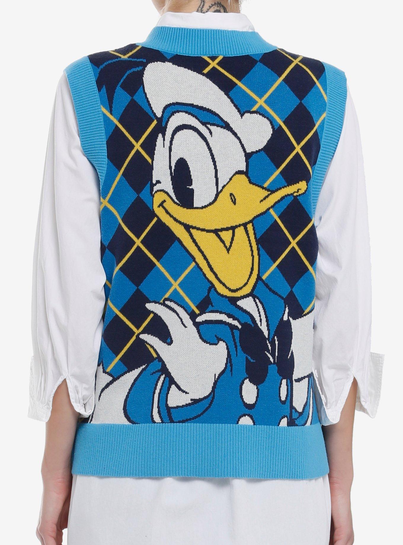 Her Universe Disney Donald Duck Argyle Sweater Vest, MULTI, alternate