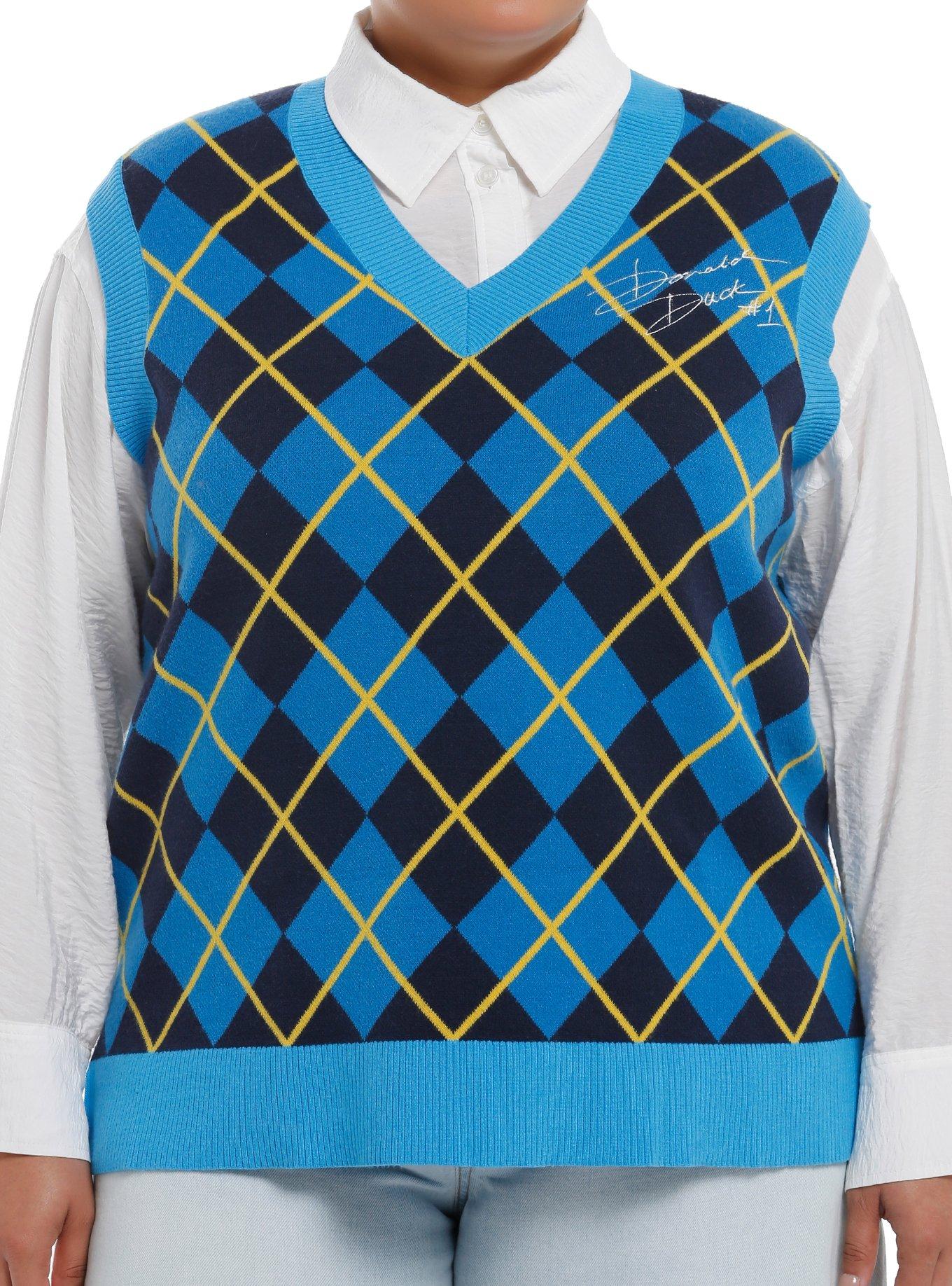 Her Universe Disney Donald Duck Argyle Sweater Vest Plus Size, , hi-res