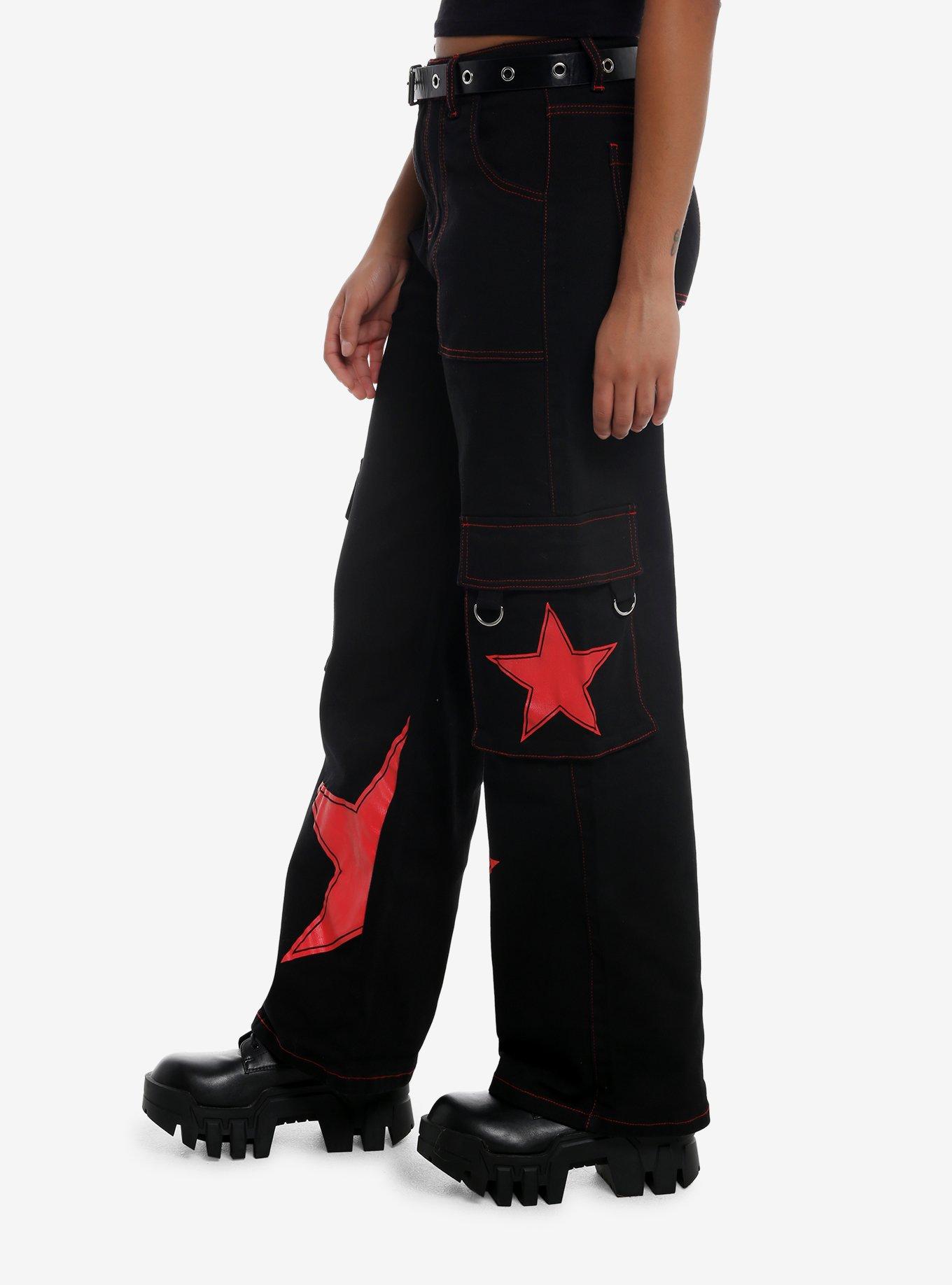 Red Star Grommet Cargo Pants, RED, alternate
