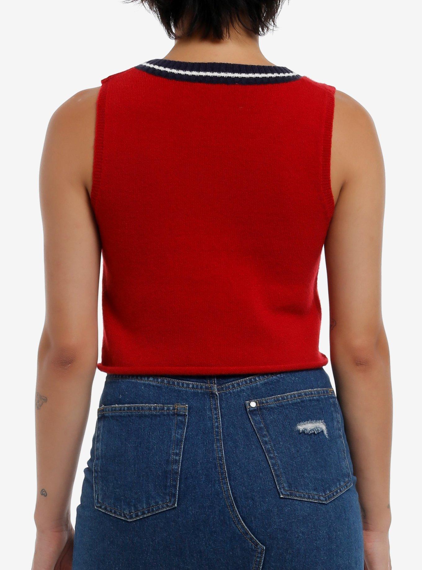 Red & White Star Girls Knit Tank Top, , alternate