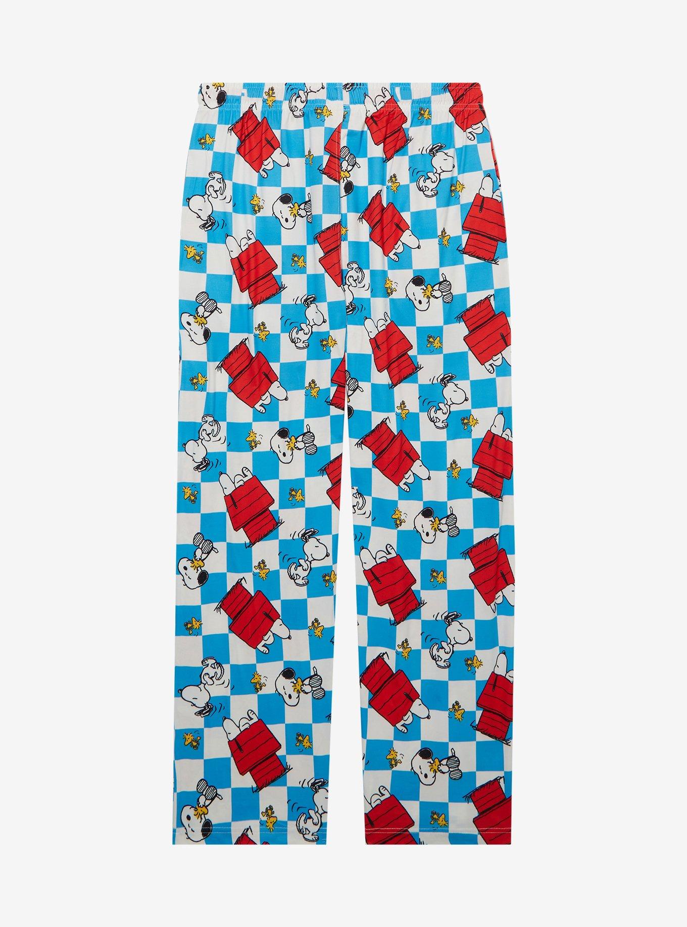 Peanuts Snoopy Checkered Allover Print Sleep Pants — BoxLunch Exclusive, BLUE, alternate