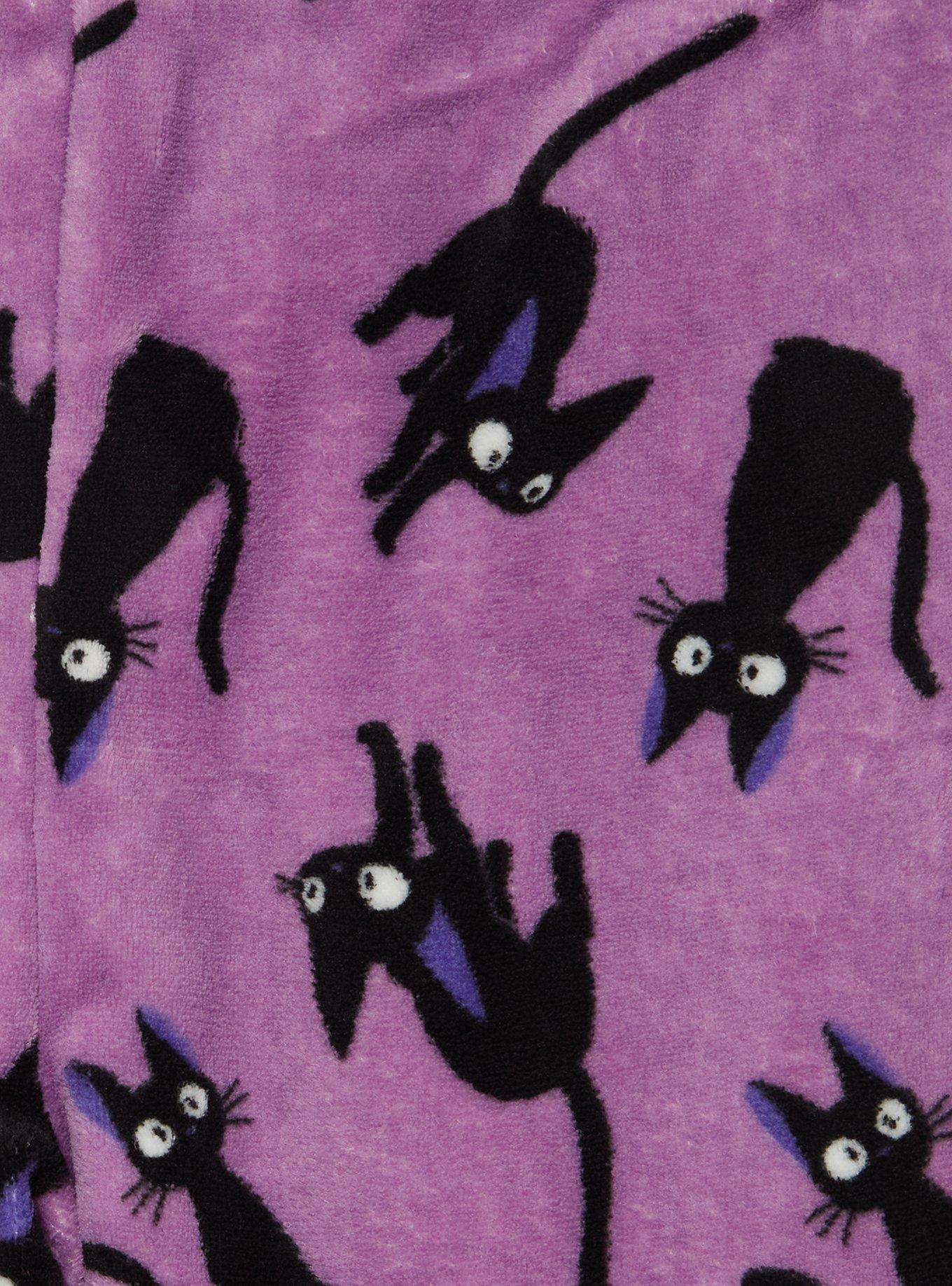 Studio Ghibli Kiki's Delivery Service Jiji Allover Print Plush Sleep Pants &mdash; BoxLunch Exclusive, PURPLE, alternate - view 3