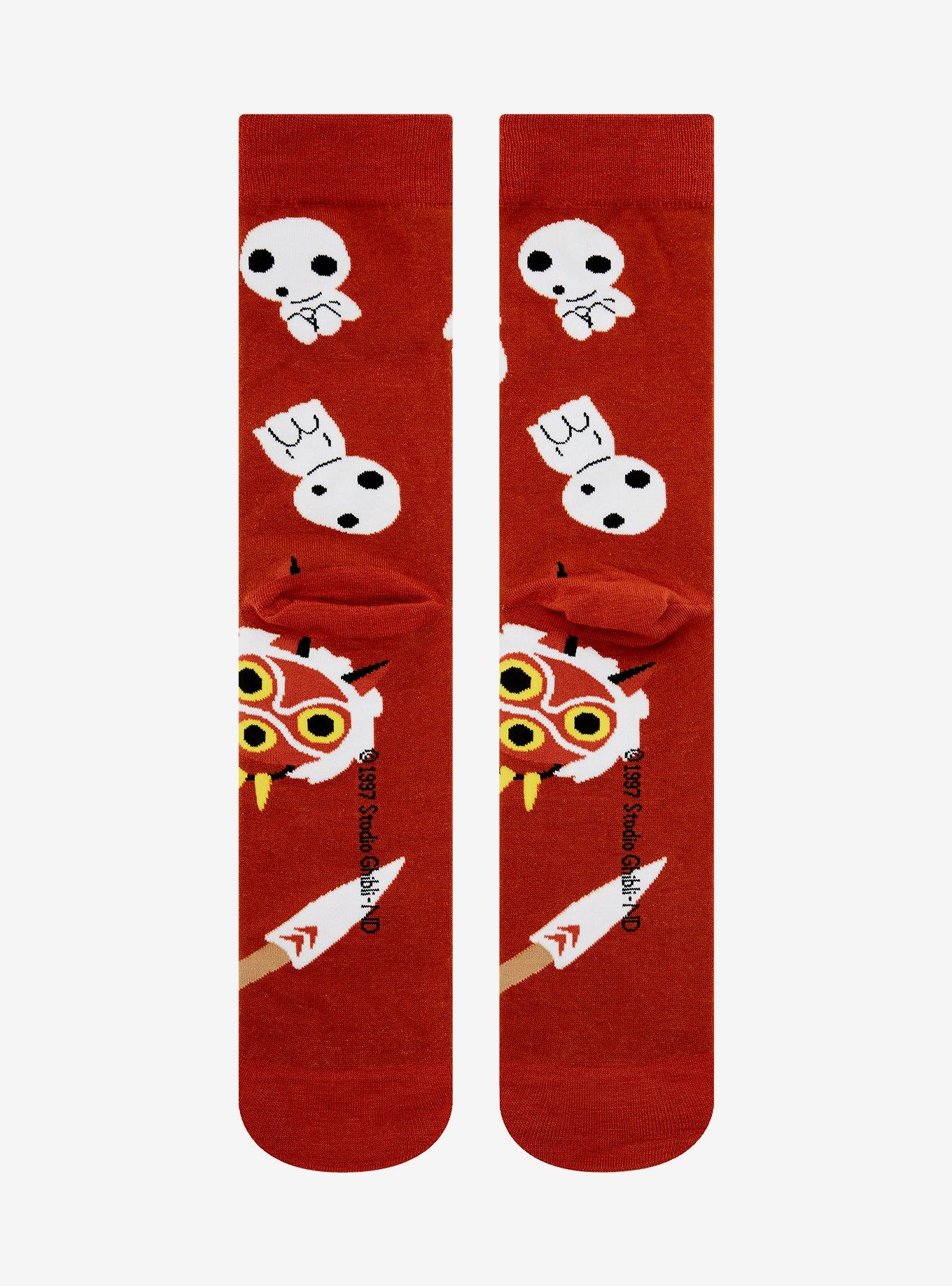 Studio Ghibli Princess Mononoke San & Kodama Allover Print Crew Socks - BoxLunch Exclusive, , hi-res