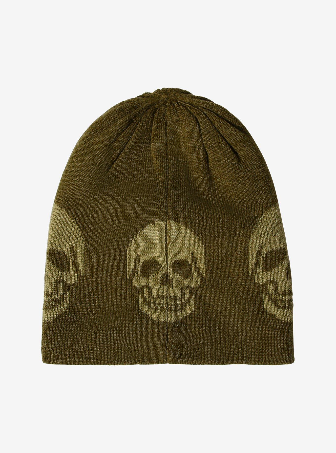 Green Skull Beanie, , hi-res