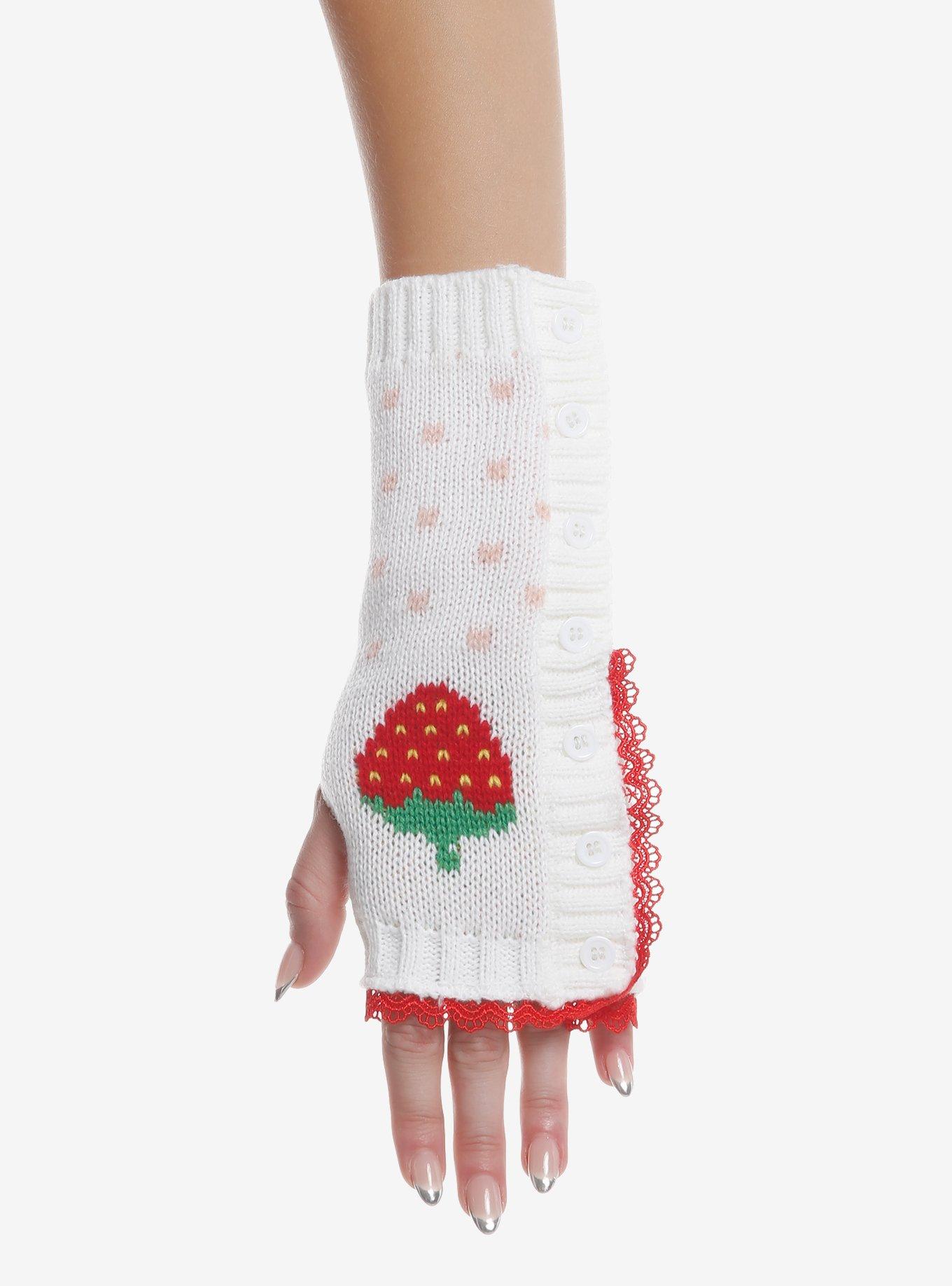 Strawberry Intarsia Arm Warmers, , hi-res