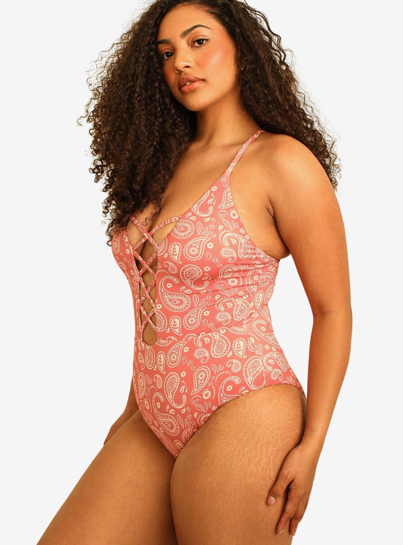 Dippin' Daisy's Bliss Moderate Coverage Swim One Piece Pink Paisley, PAISLEY, alternate