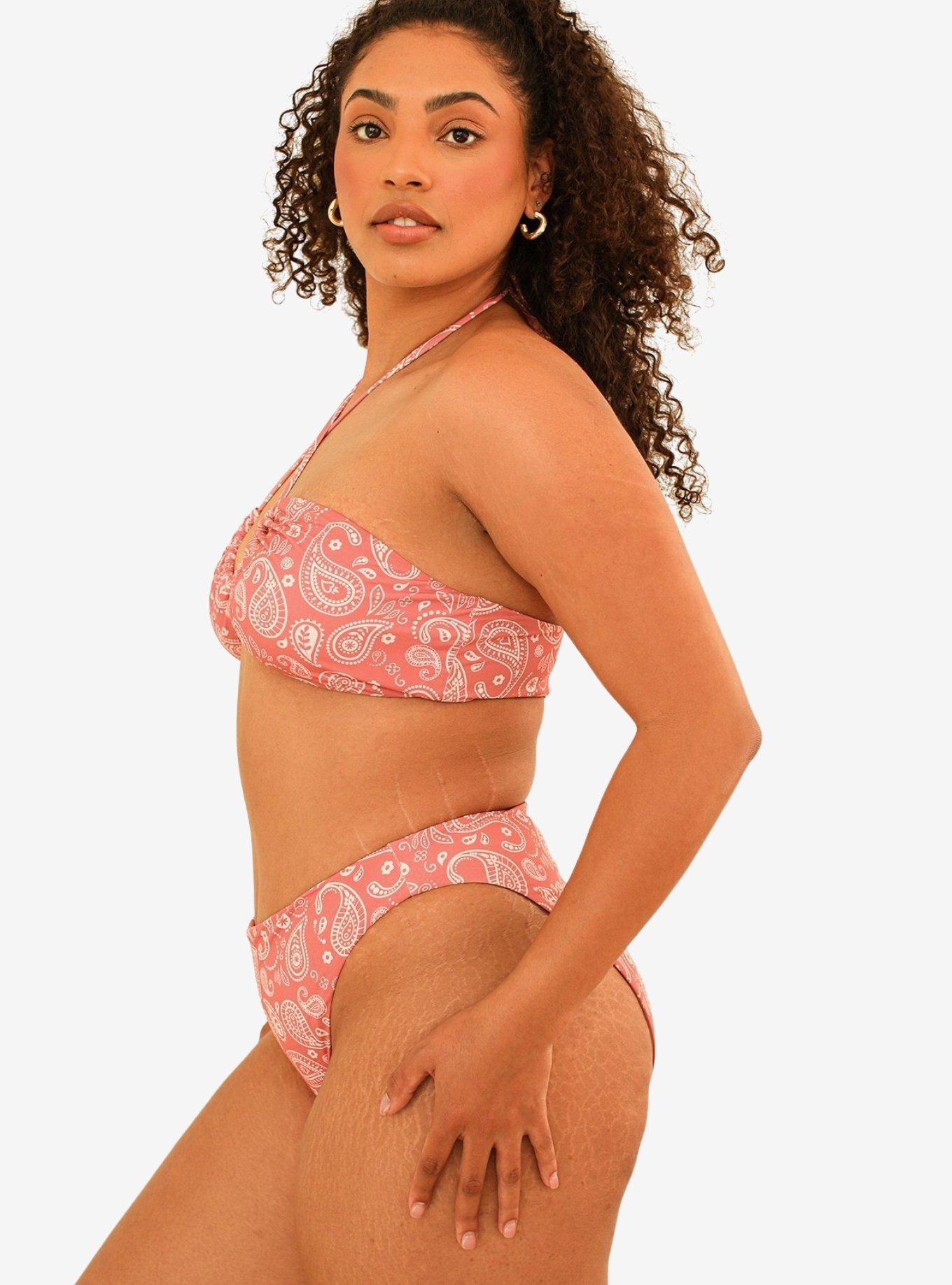 Dippin' Daisy's Seashore High Waist Cheeky Swim Bottom Pink Paisley, PAISLEY, alternate