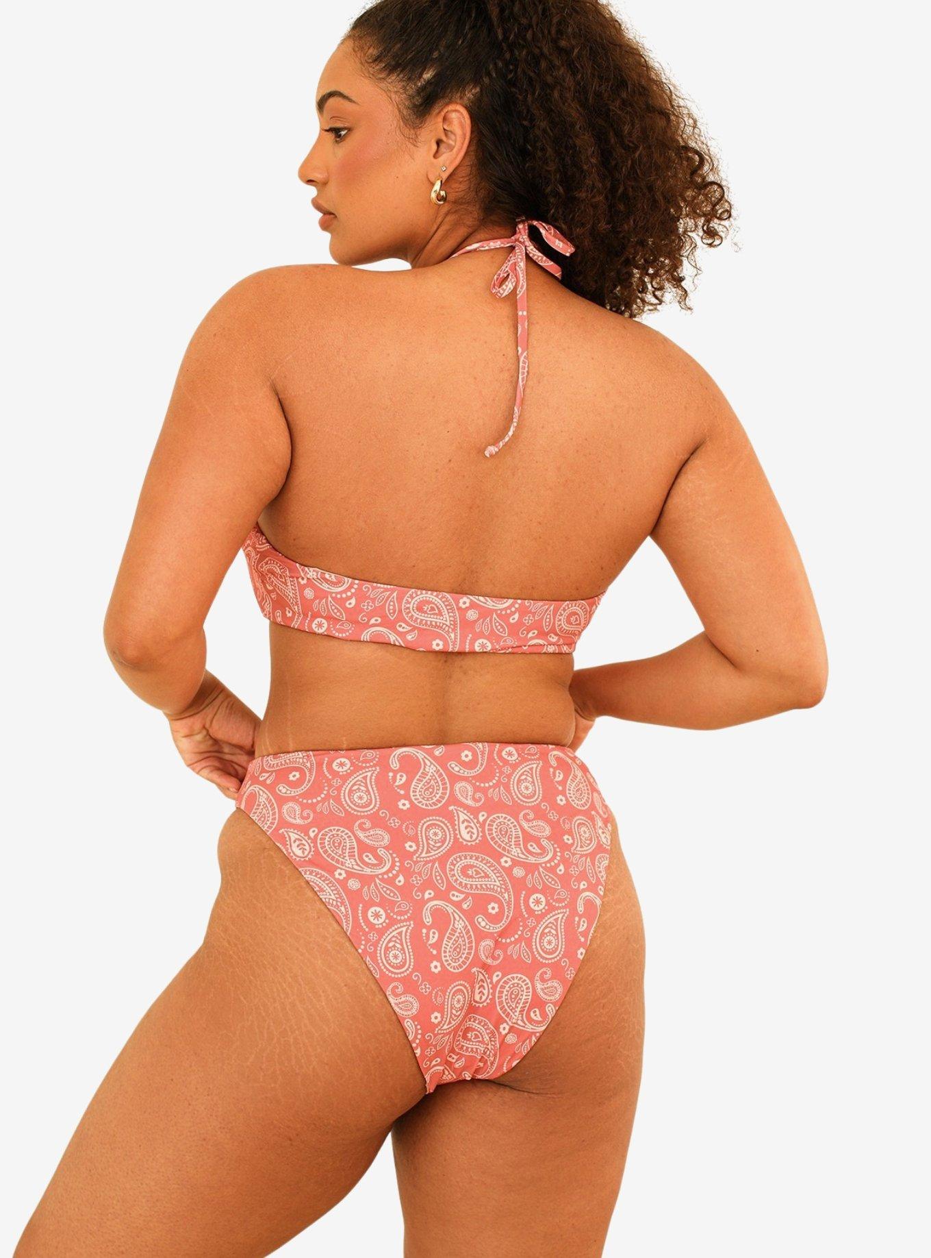 Dippin' Daisy's Seashore High Waist Cheeky Swim Bottom Pink Paisley, PAISLEY, alternate