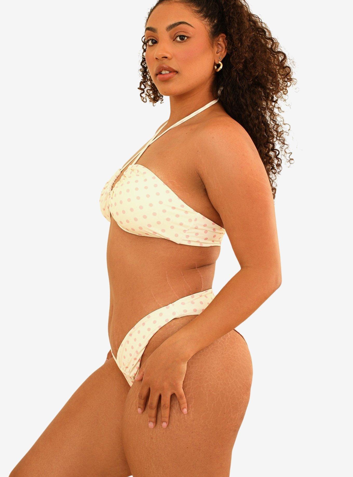 Dippin' Daisy's Amalfi String Tie Bandeau Swim Top Dotted Pink, , hi-res