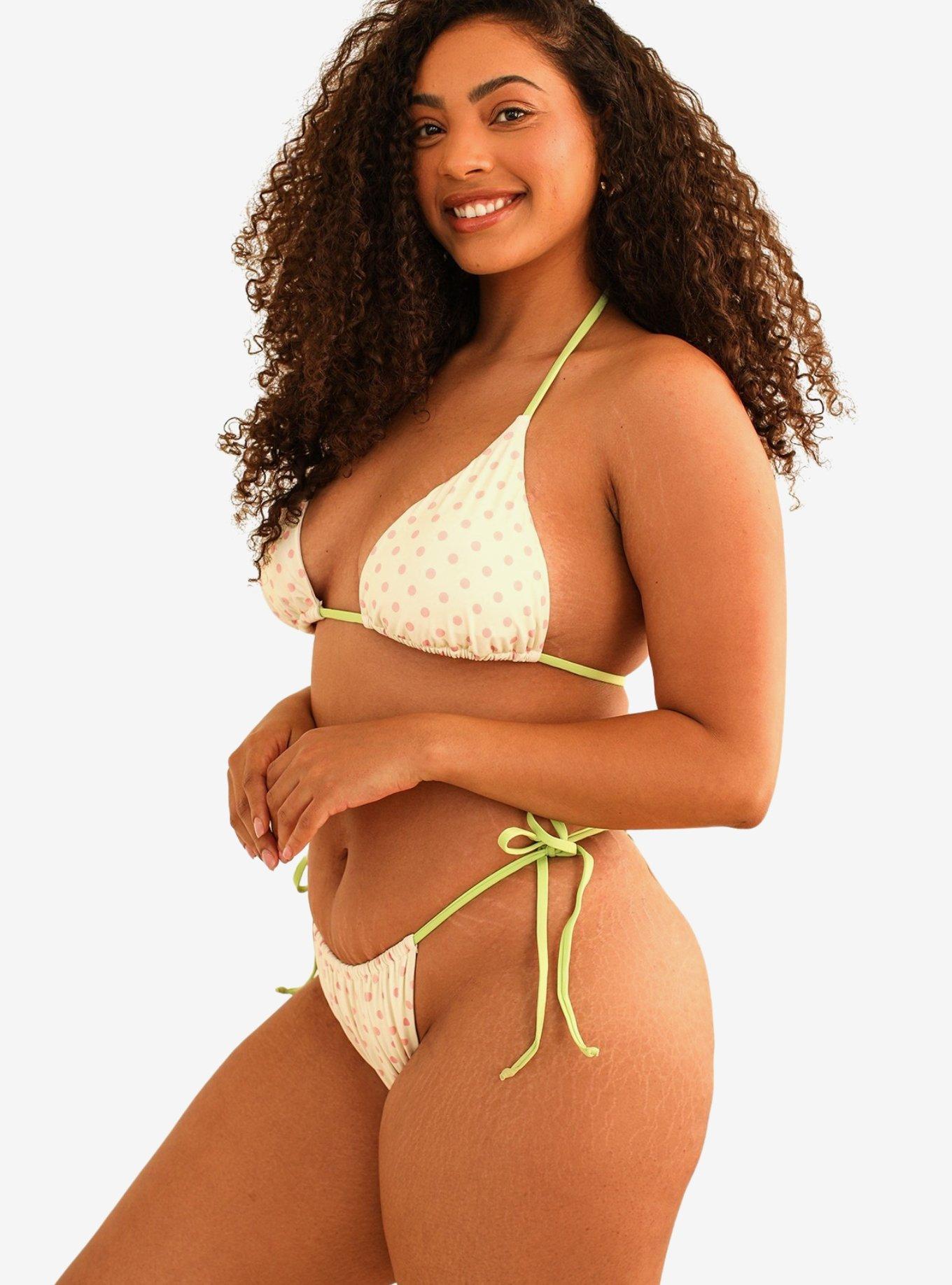 Dippin' Daisy's Palm Tie Back Triangle Swim Top Dotted Pink, , hi-res