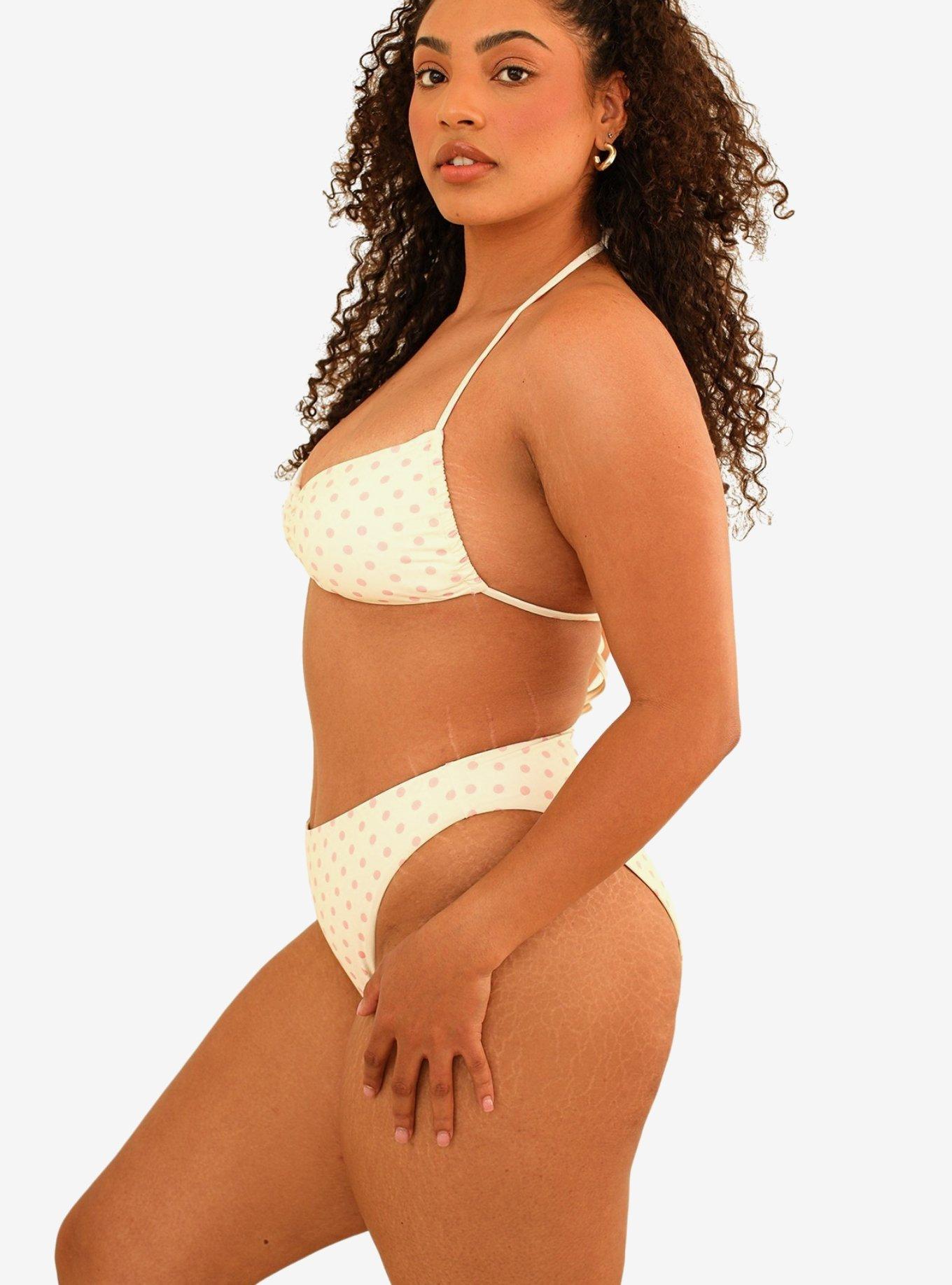 Dippin' Daisy's Christina Tie Straps Bandeau Swim Top Dotted Pink, , hi-res