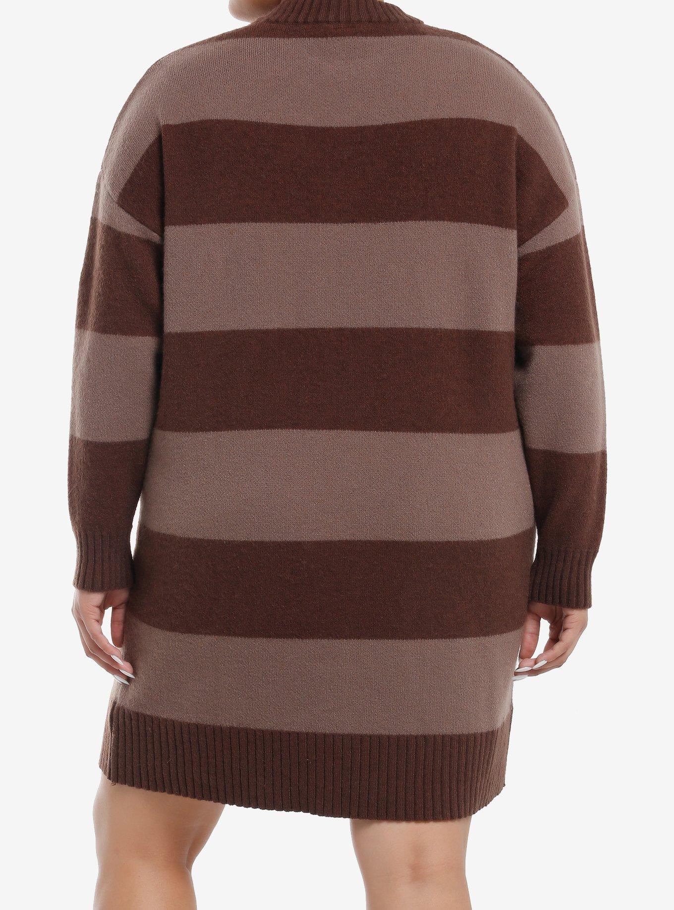Daisy Street Teddy Bear Stripe Sweater Dress Plus Size, ORANGE, alternate