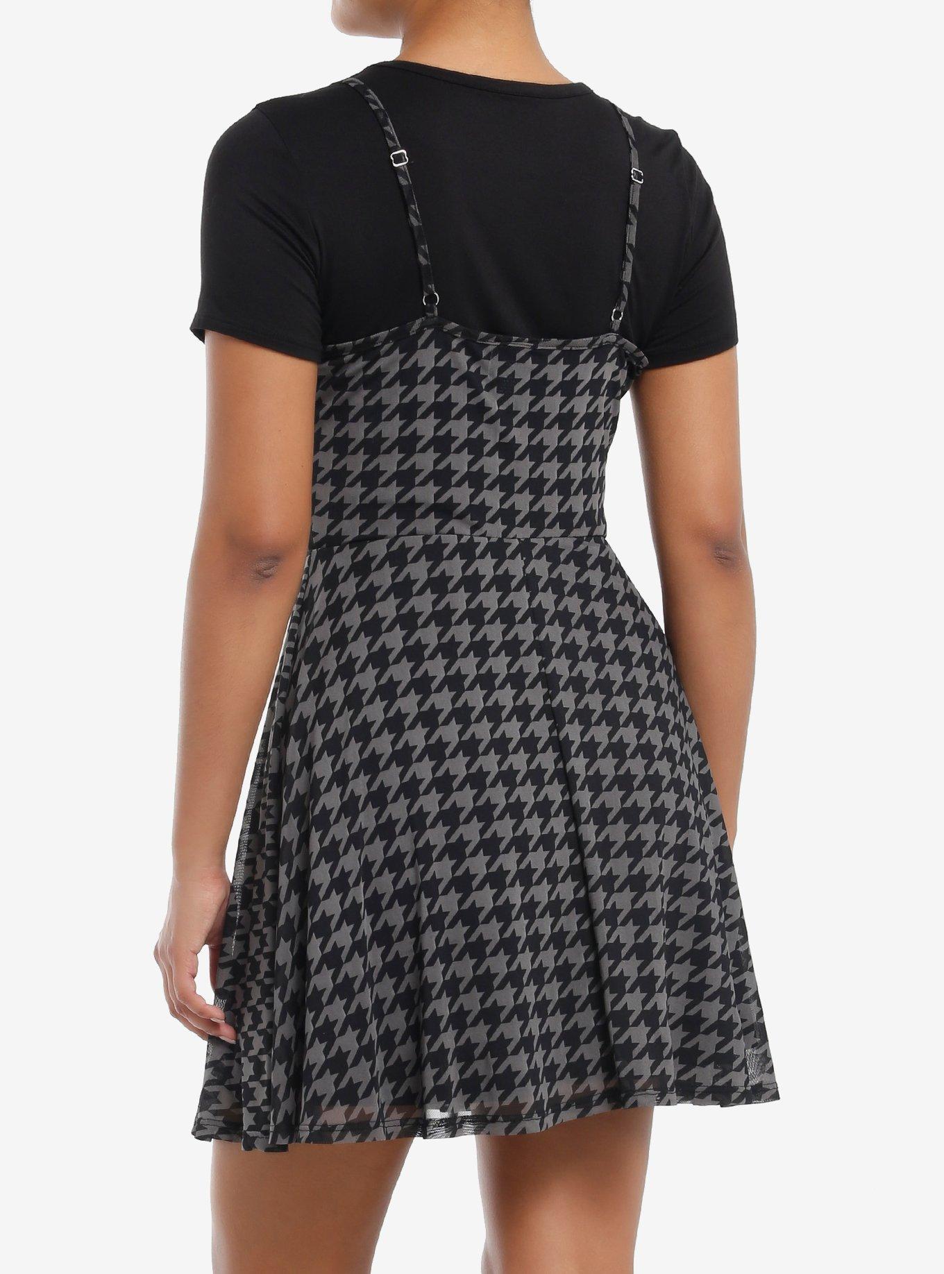 Social Collision Black & Grey Houndstooth Twofer Dress, GREY, alternate
