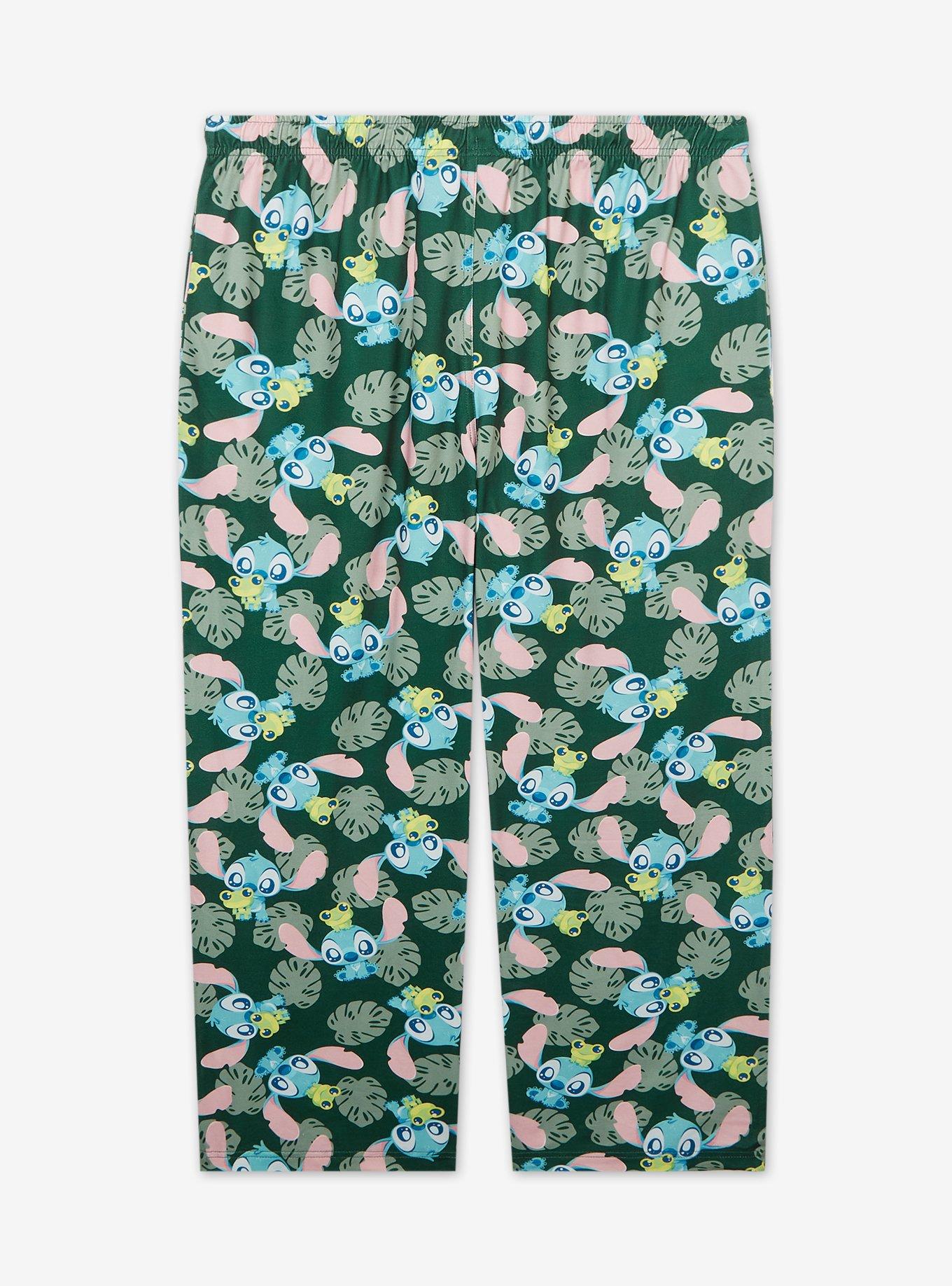 Disney Lilo & Stitch Frog Palm Frond Allover Print Women's Plus Size Sleep Pants - BoxLunch Exclusive, , hi-res